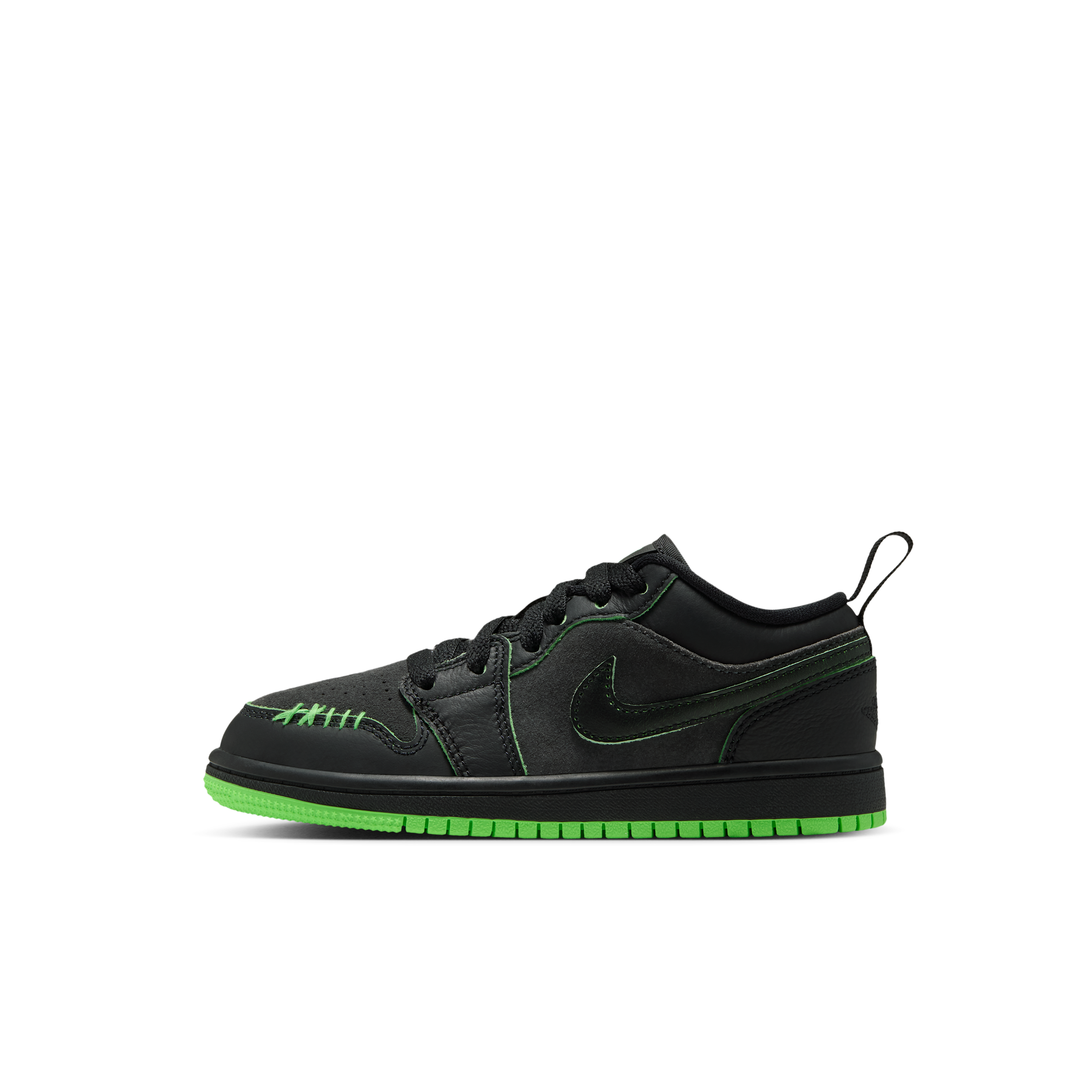 Jordan AJ 1 Low SE - Boys' Preschool Shoes Black/Green/Grey Size 02.5