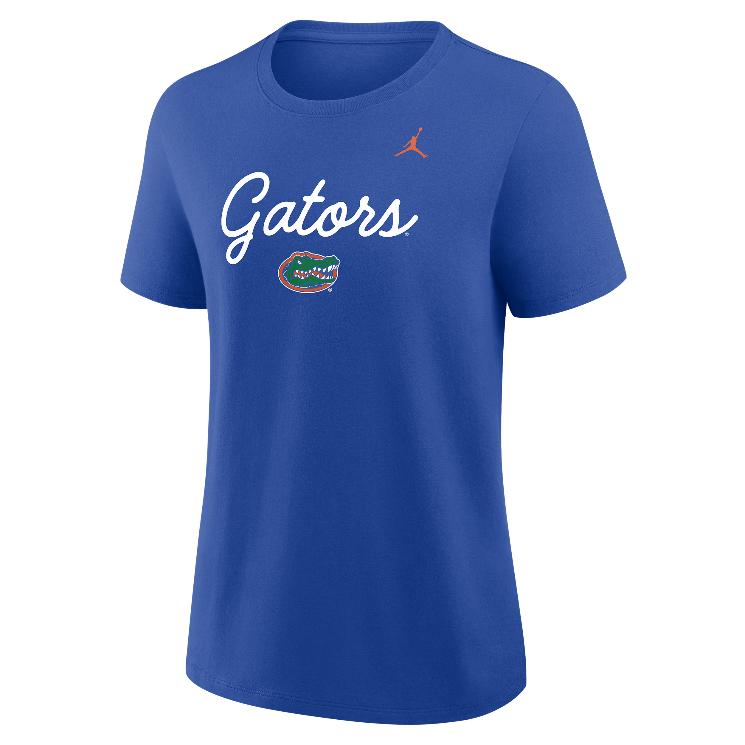 Women's Florida Script Mantra Logo Jordan College T-Shirt in Blue | 01K94EVUFN-35F