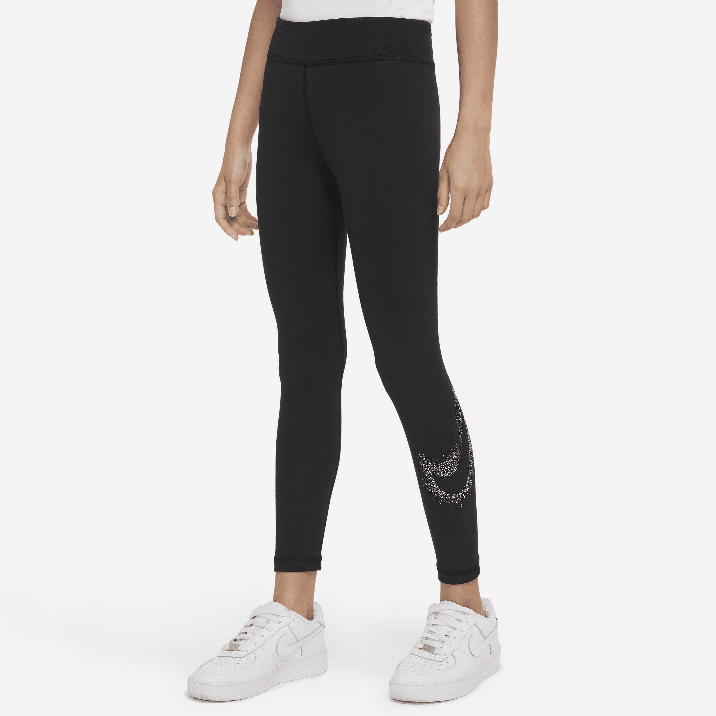 Nike Sportswear Essential Big Kids' (girls') Mid-rise Leggings In Black