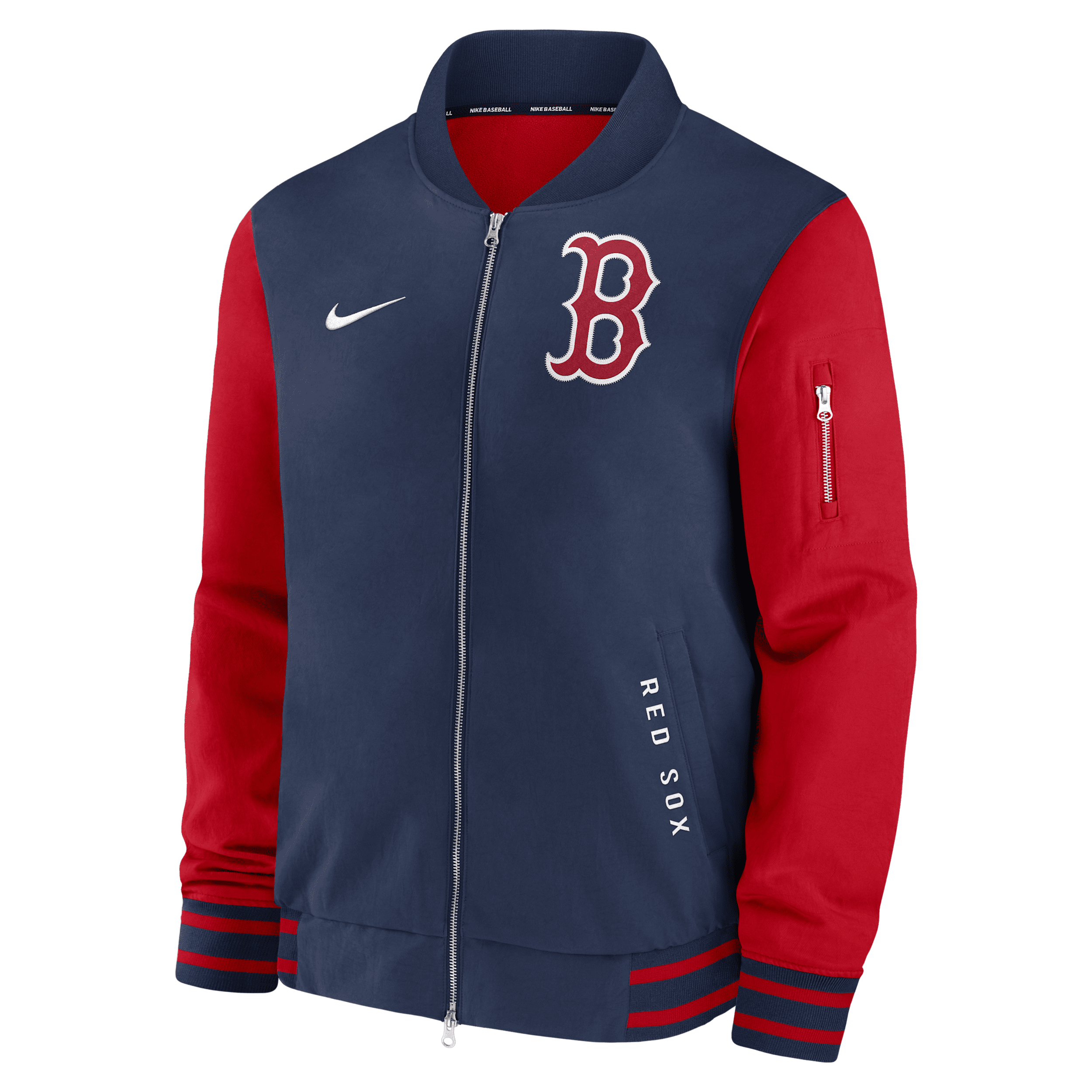 Nike Boston Red Sox Authentic Collection Dugout Men's Mlb Full-zip Bomber Jacket In Blue
