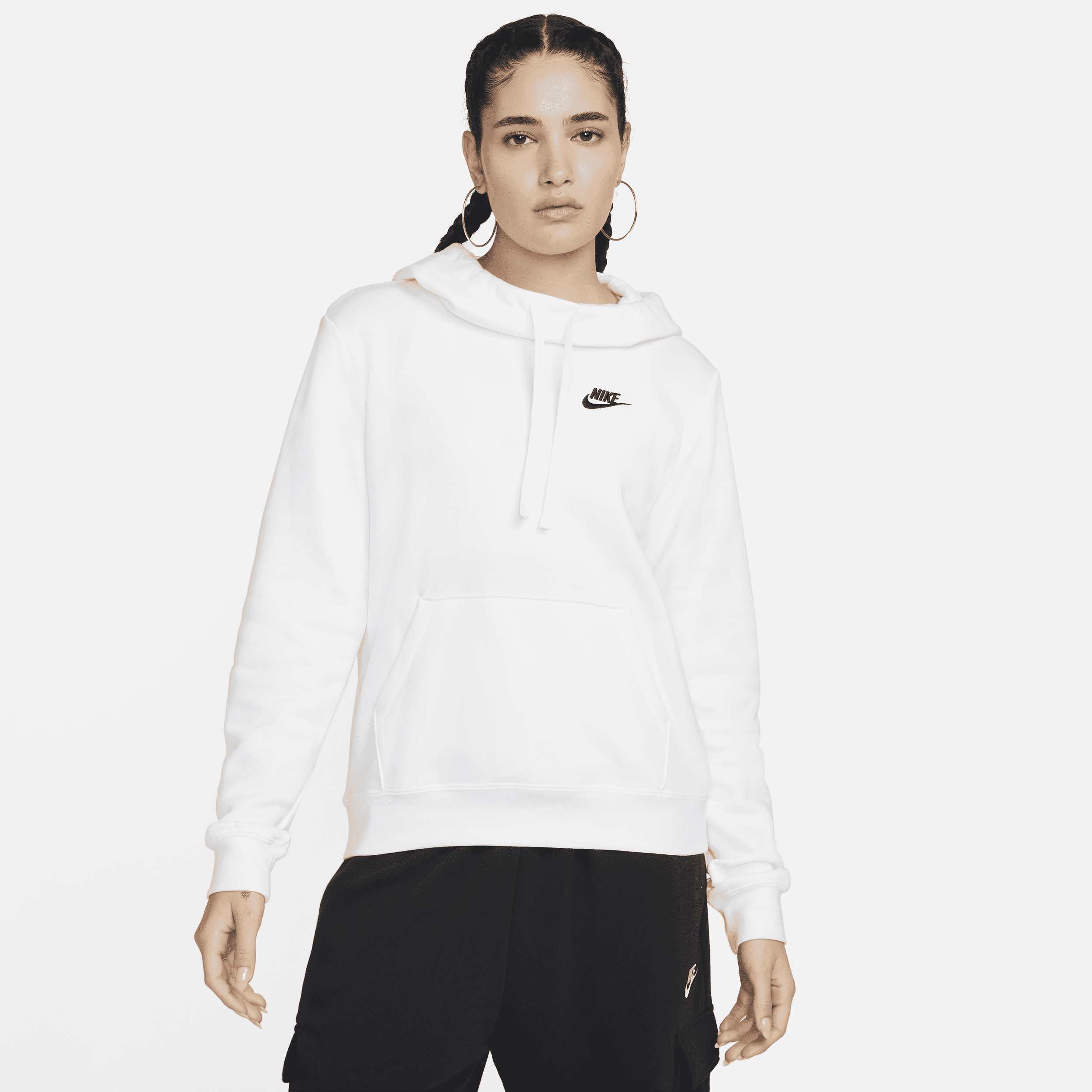 Nike Women's  Sportswear Club Fleece Funnel-neck Hoodie In White