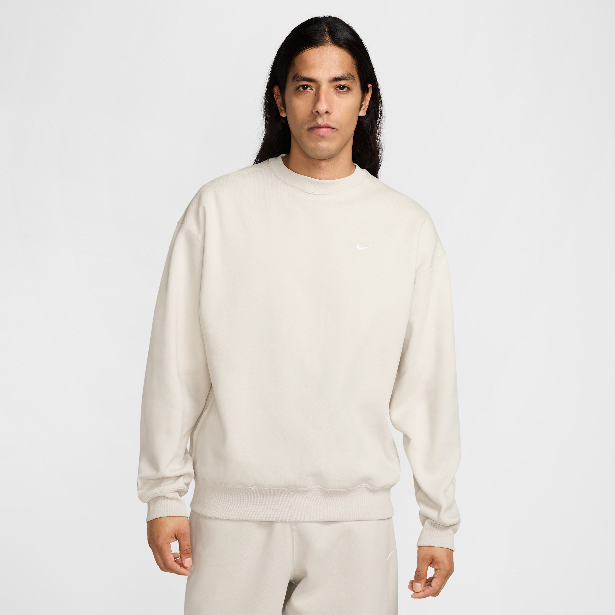 Nike Men's Solo Swoosh Fleece Crew In Grey