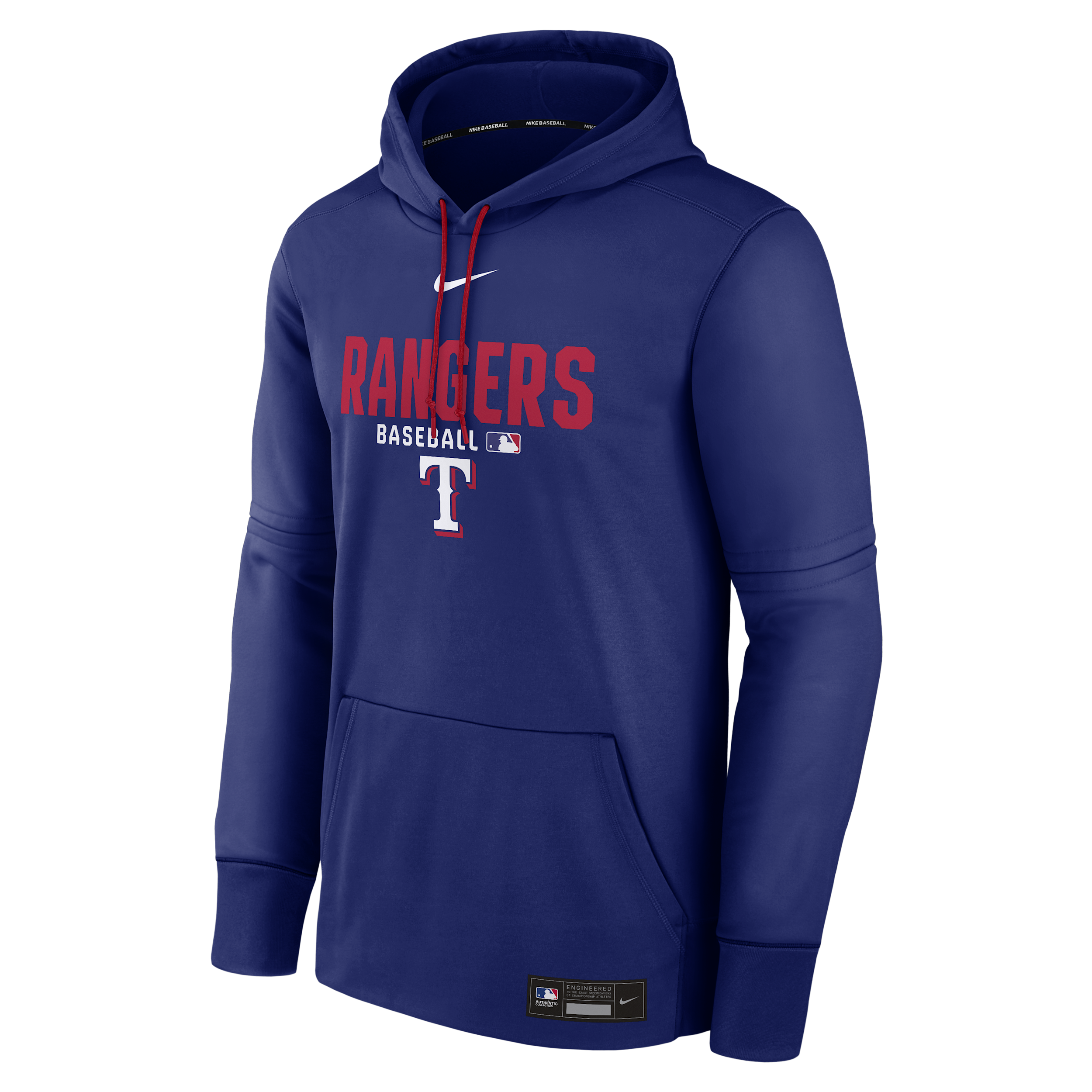 Men's Texas Rangers Authentic Collection Nike Therma MLB Pullover Hoodie in Blue | NAC3198NTER-RMG