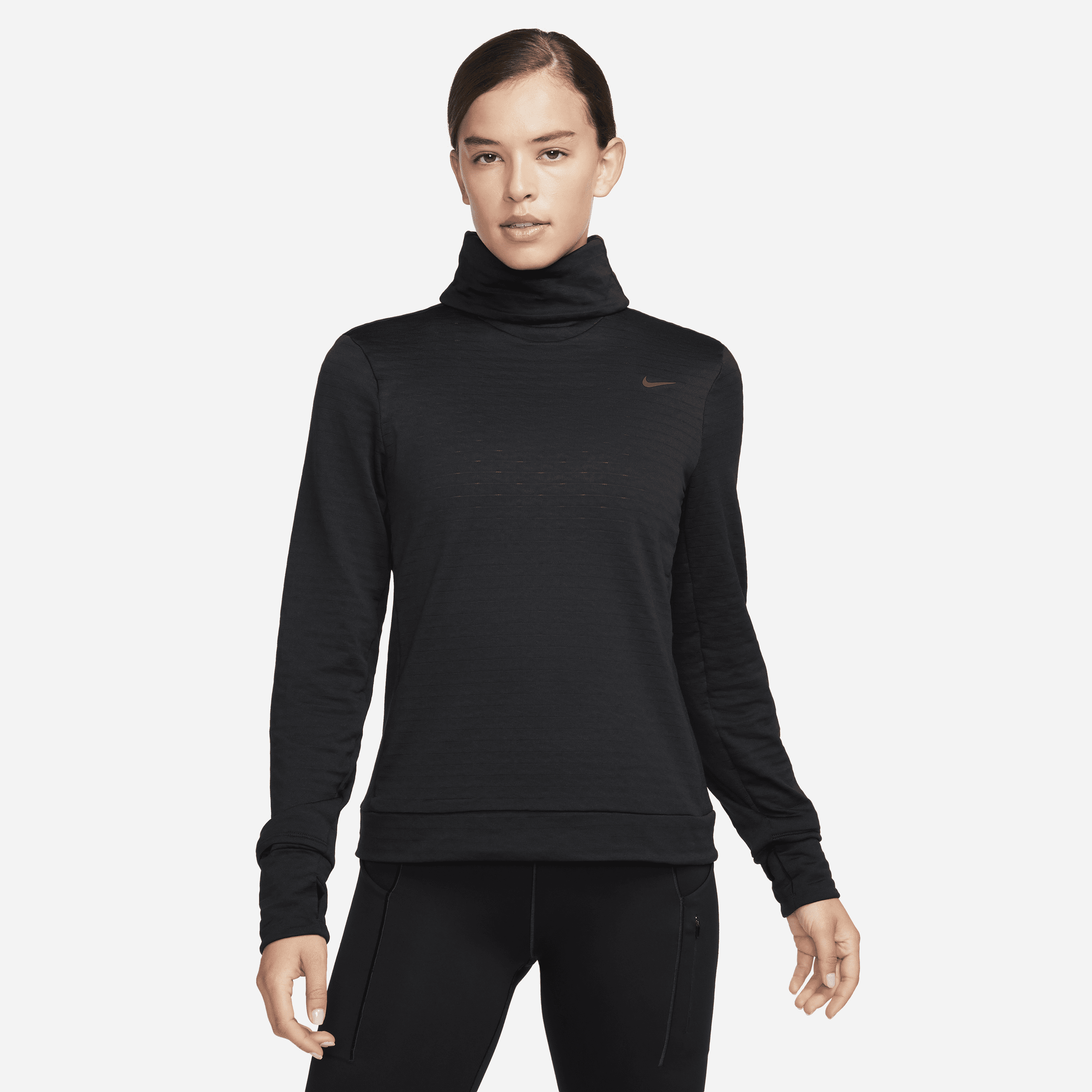 Shop Nike Women's Therma-fit Swift Element Turtleneck Running Top In Black