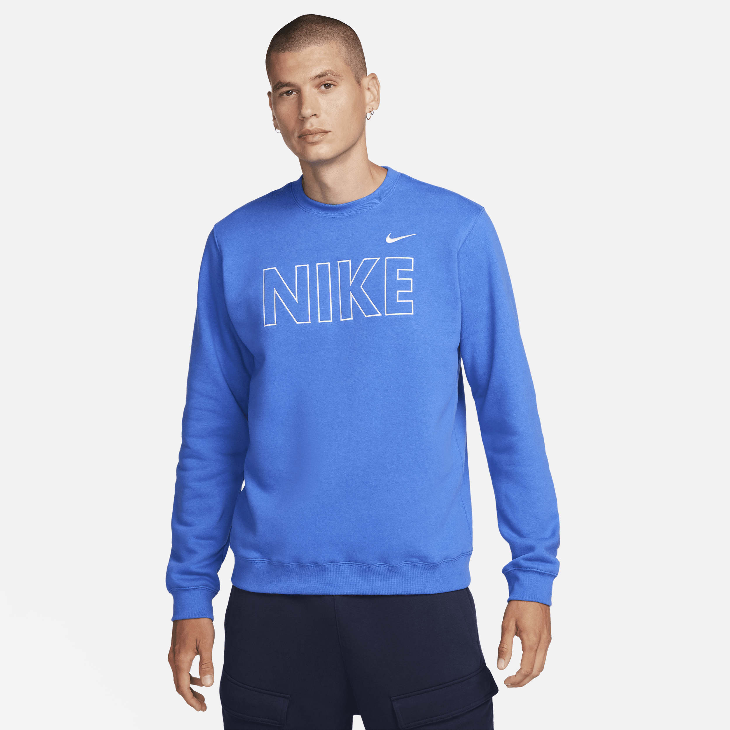 Nike Men's  Sportswear Club Fleece Crew-neck Sweatshirt In Blue