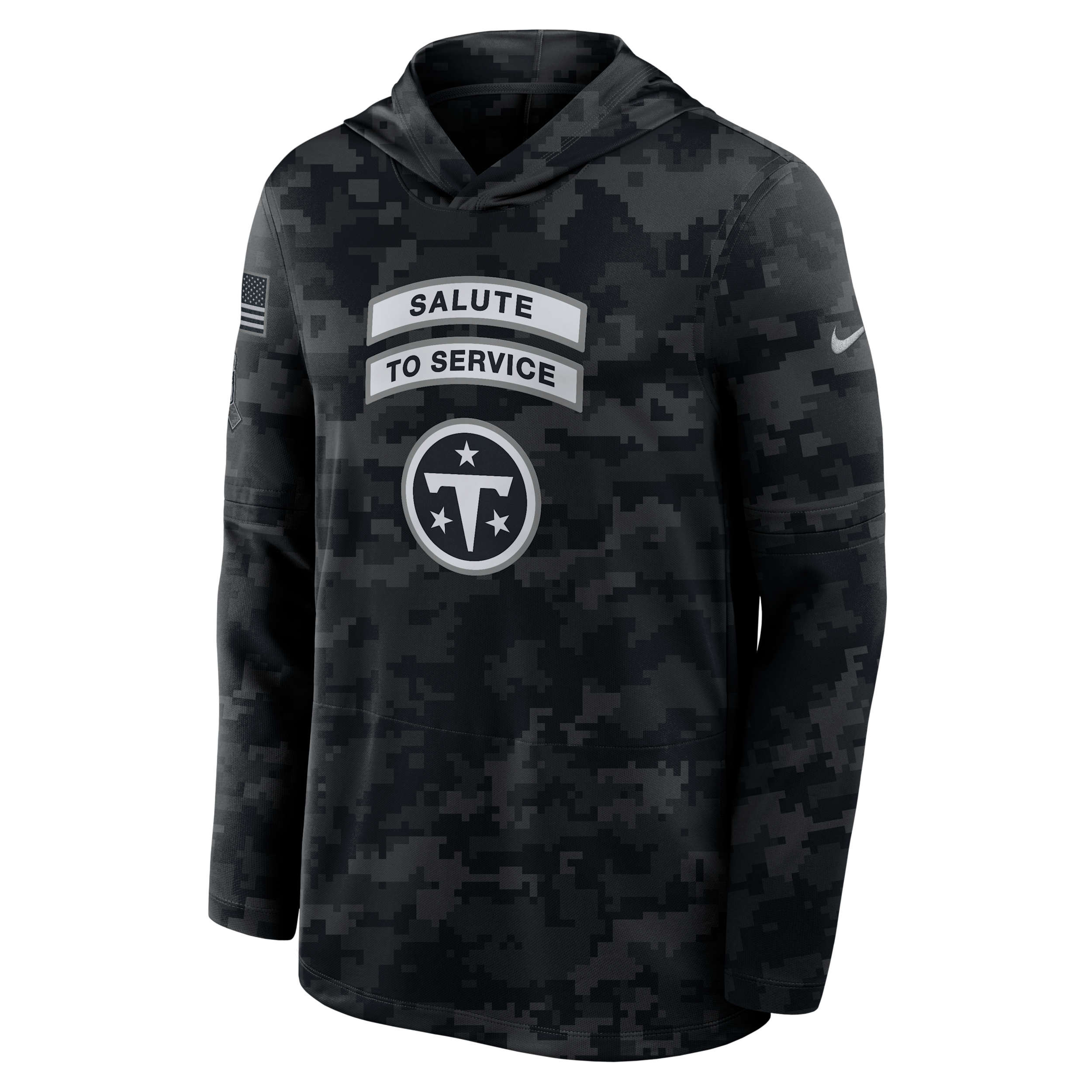 Tennessee Titans Salute to Service Sideline Nike Men's Dri-FIT NFL Long-Sleeve Hooded Top in Black | 03B90ILOA5A-YUN