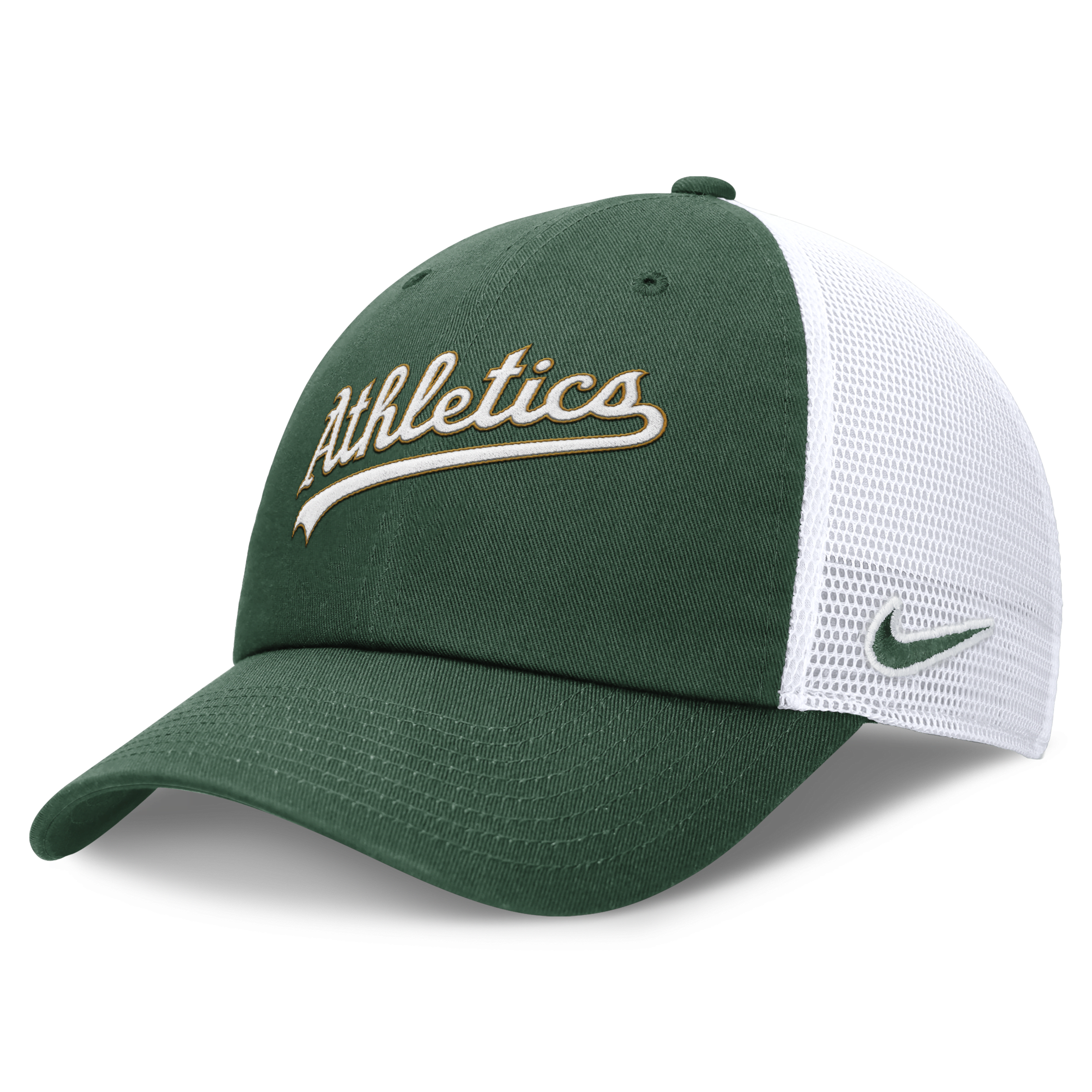 Nike Green Oakland Athletics Evergreen Wordmark Trucker Adjustable Hat In Green