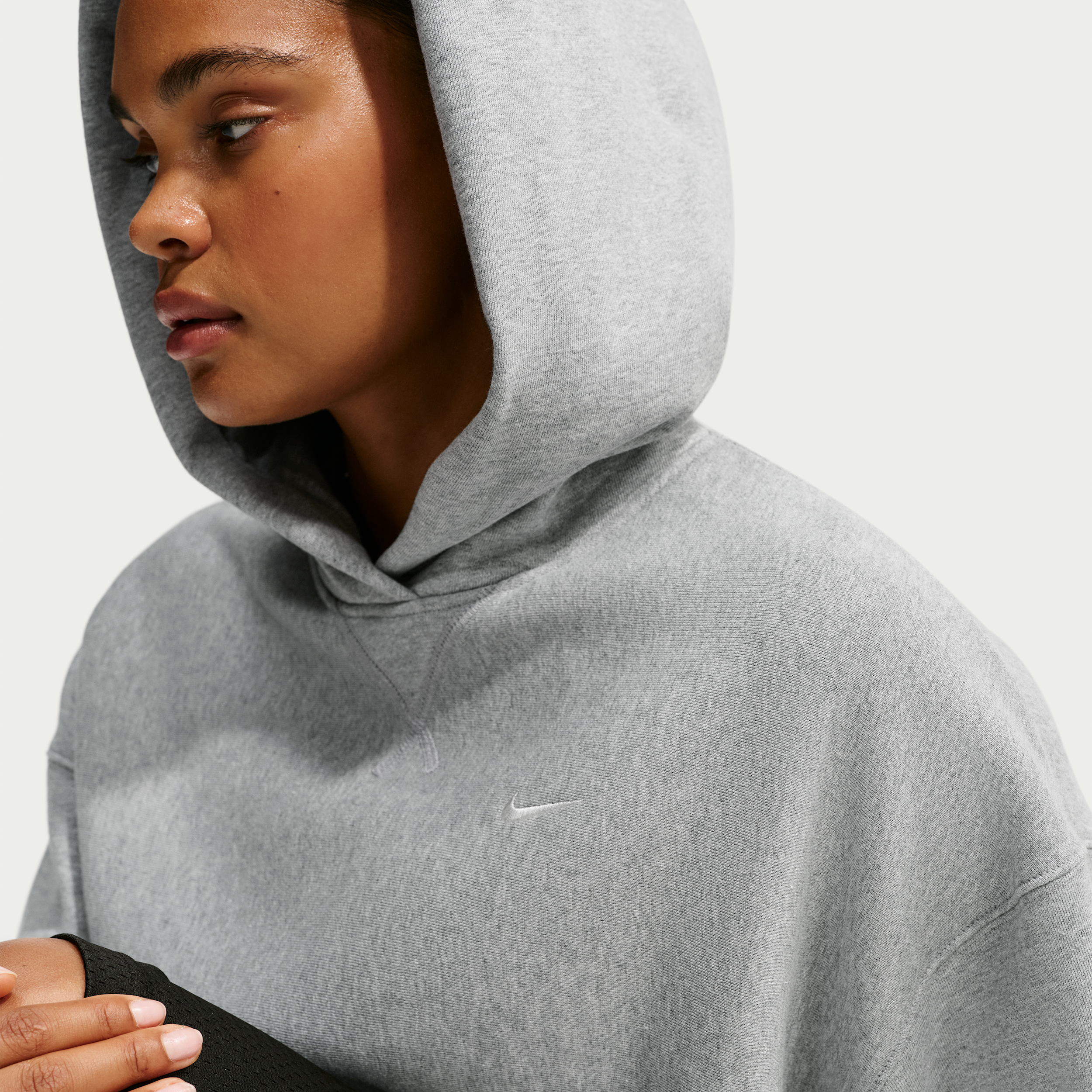 Nike Women's Studio Fleece Heavyweight Oversized Pullover Hoodie in Grey | IO2105-063
