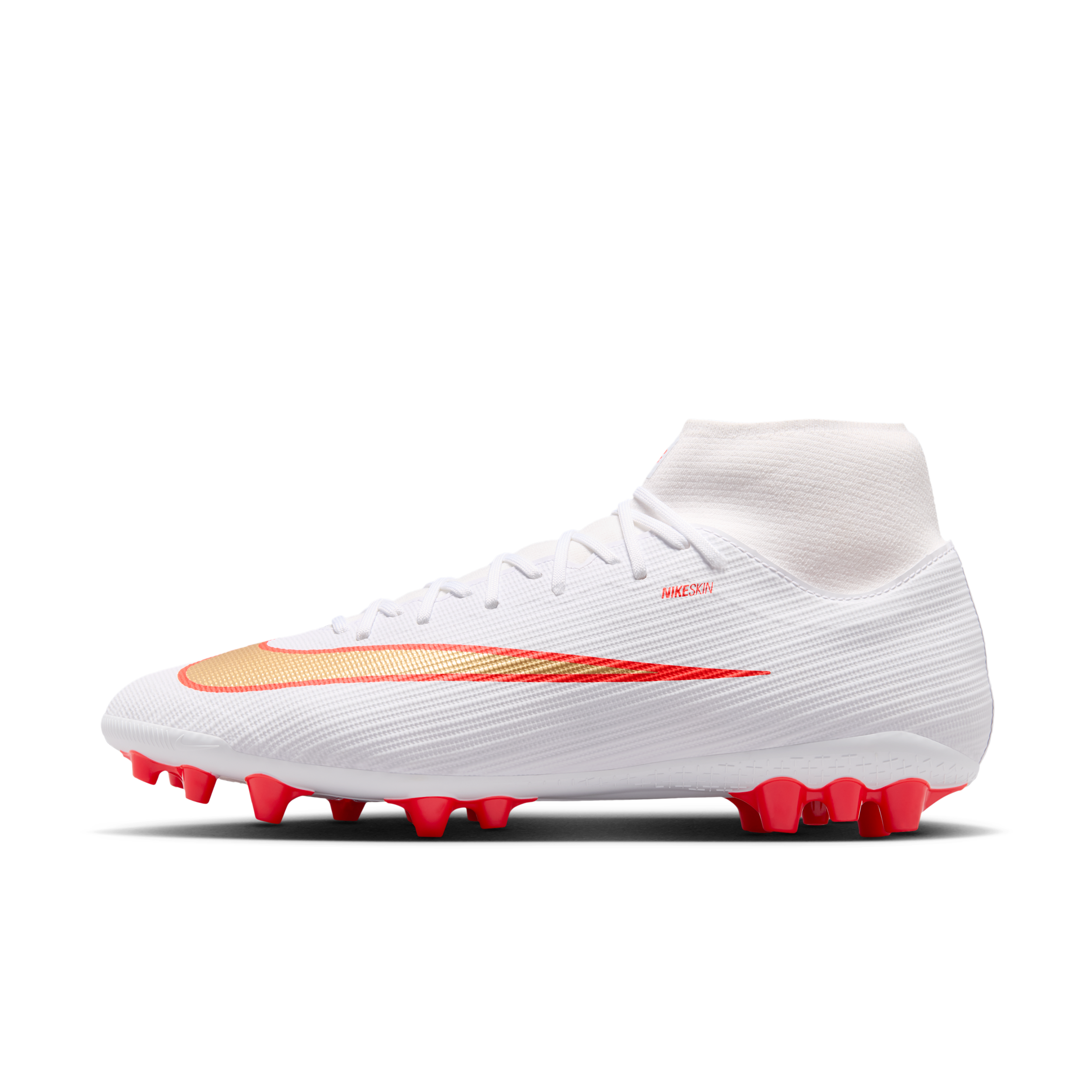 Nike Men's Mercurial Superfly 11 Academy Artificial-Grass High-Top Soccer Cleats in White | IO1496-100