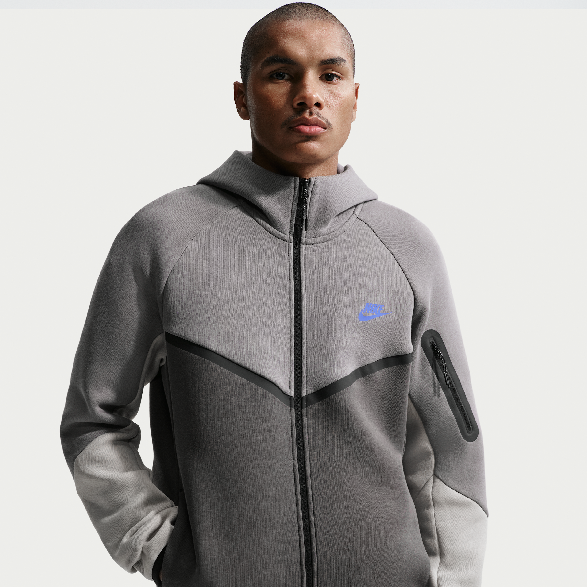 Nike Men's Tech Fleece Windrunner Full-Zip Hoodie in Pencil Point/Medium Ash/College Grey Size: Large