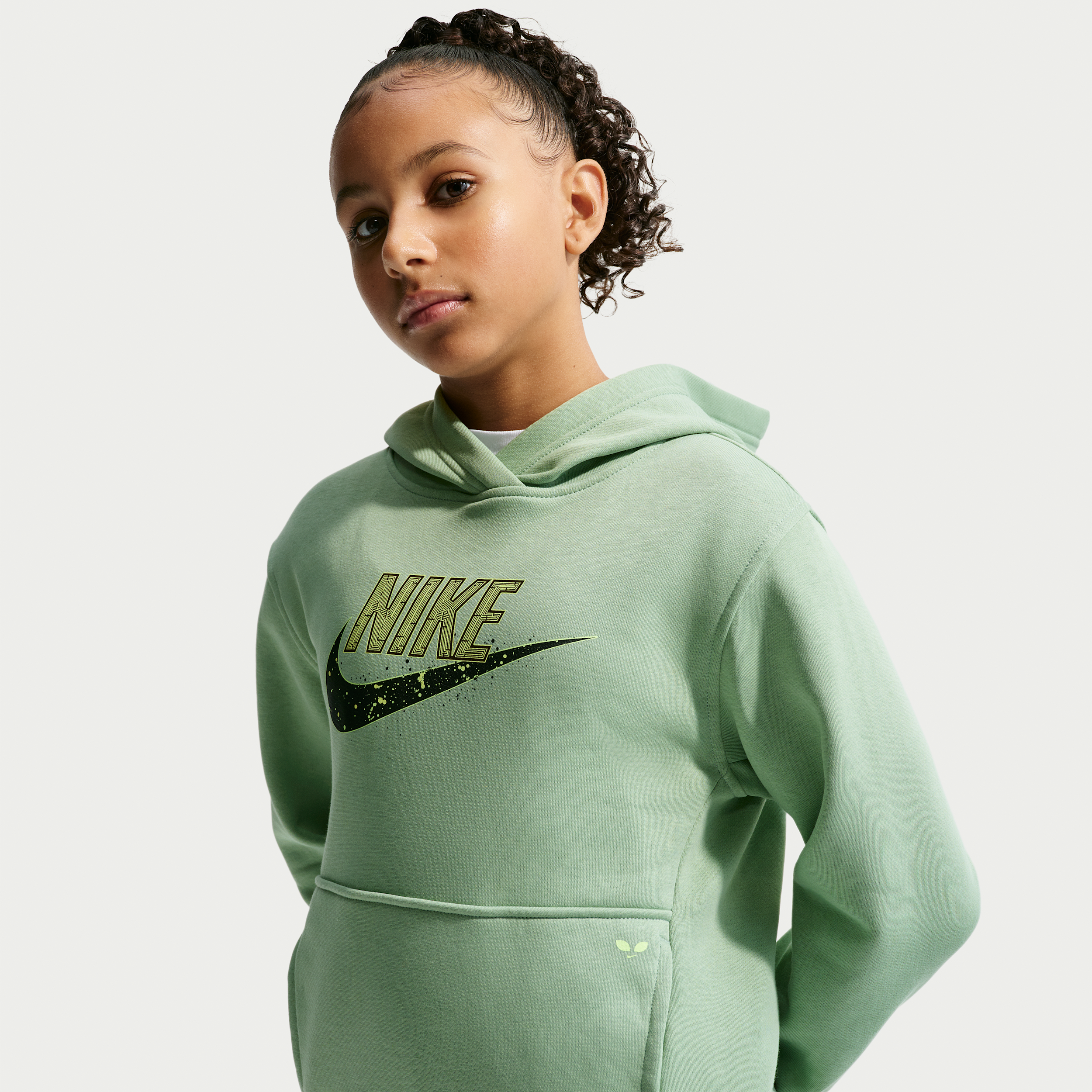 Nike Sportswear Club "Alien" Big Kids' Fleece Hoodie in Green | IZ8061-006