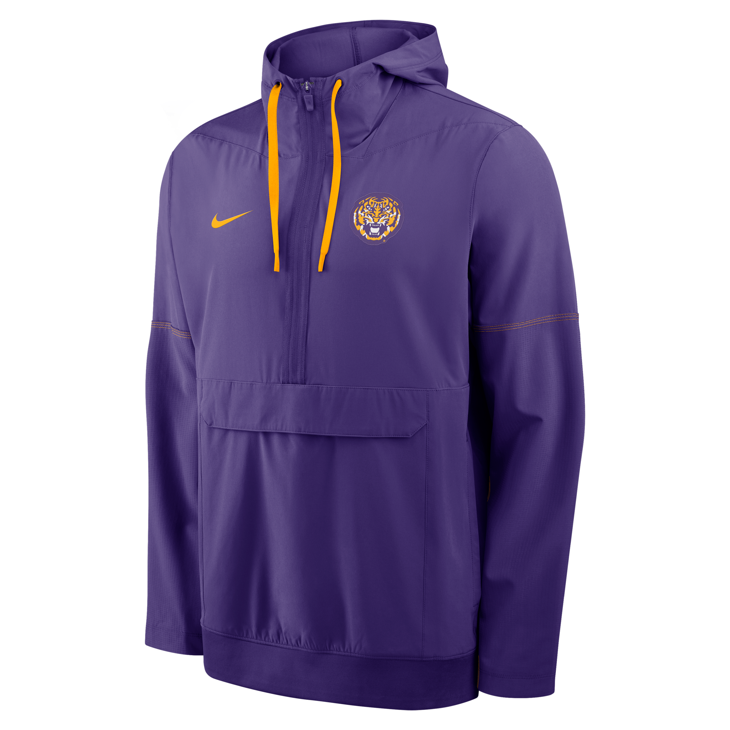 LSU Sideline Anorak Nike Men's College 1/2-Zip Hooded Jacket in Purple | 03AT08DCLSN-PTU