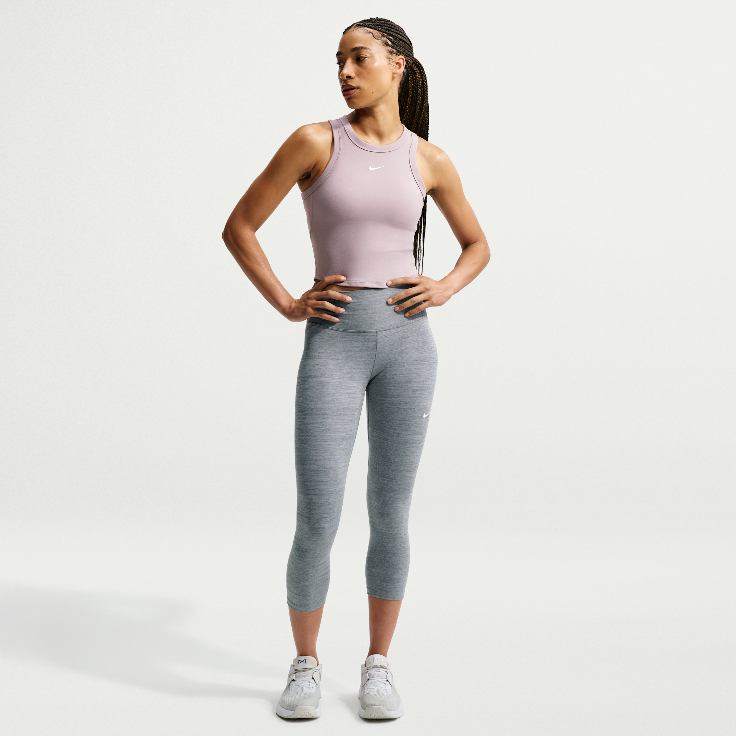Nike Women's One High-Waisted Crop Leggings in Grey | FN3236-085
