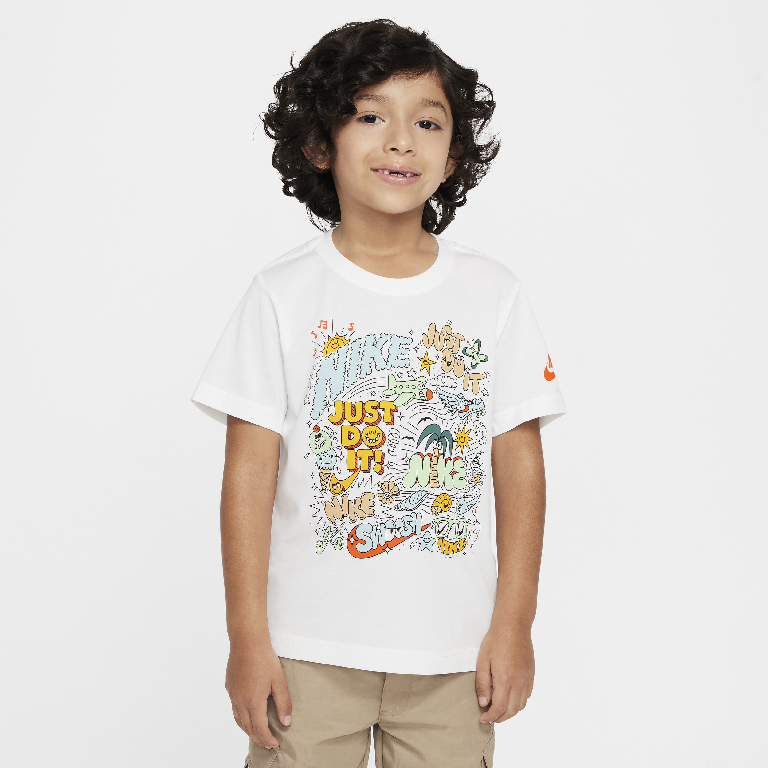 Nike Little Kids' Doodlevision T-shirt In White
