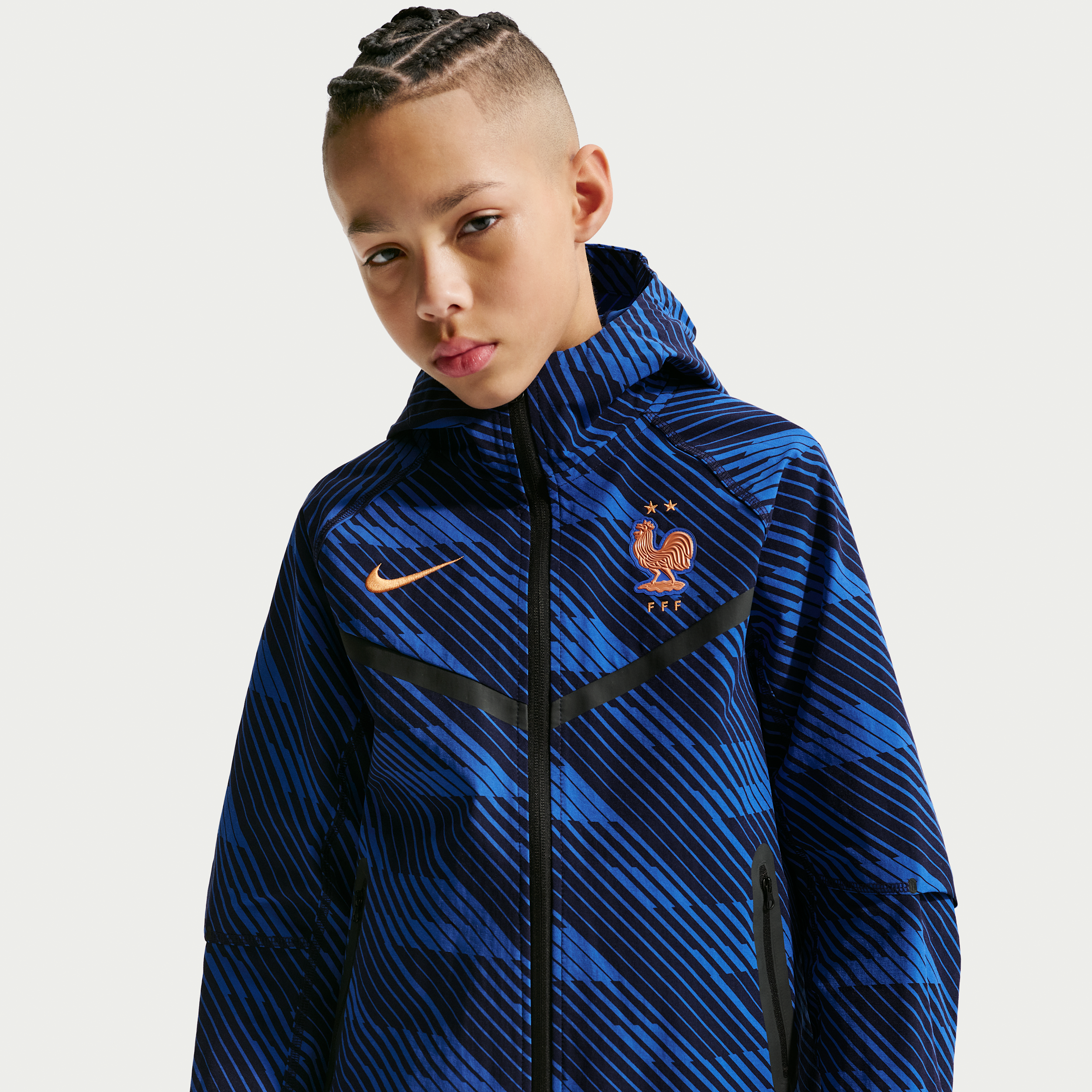 FFF Tech Big Kids' (Boys') Nike Soccer Full-Zip Jacket in Blue | IQ0555-480