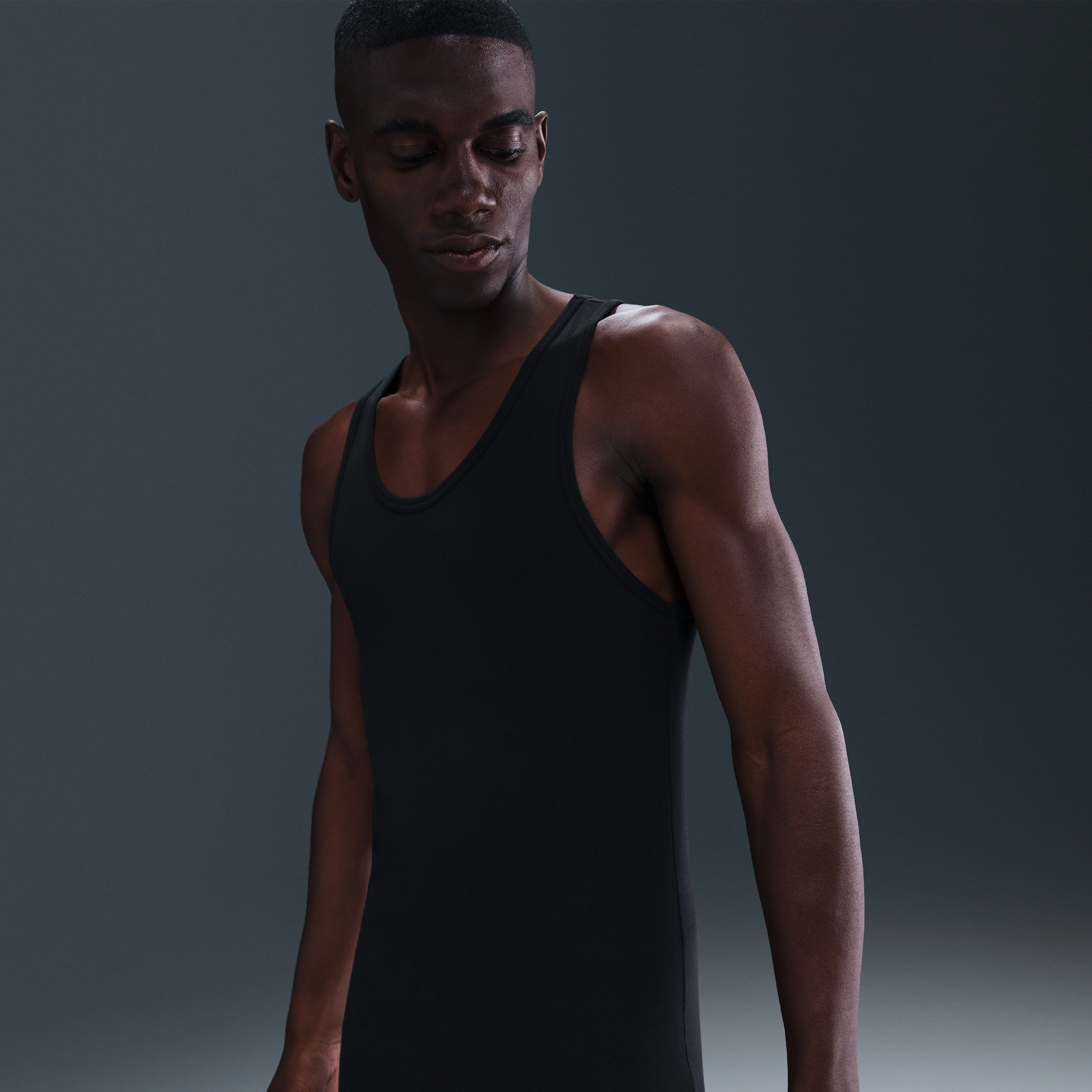 Nike Men's Dri-fit Essential Cotton Stretch Slim Fit Tank Top Undershirt (2-pack) In Black