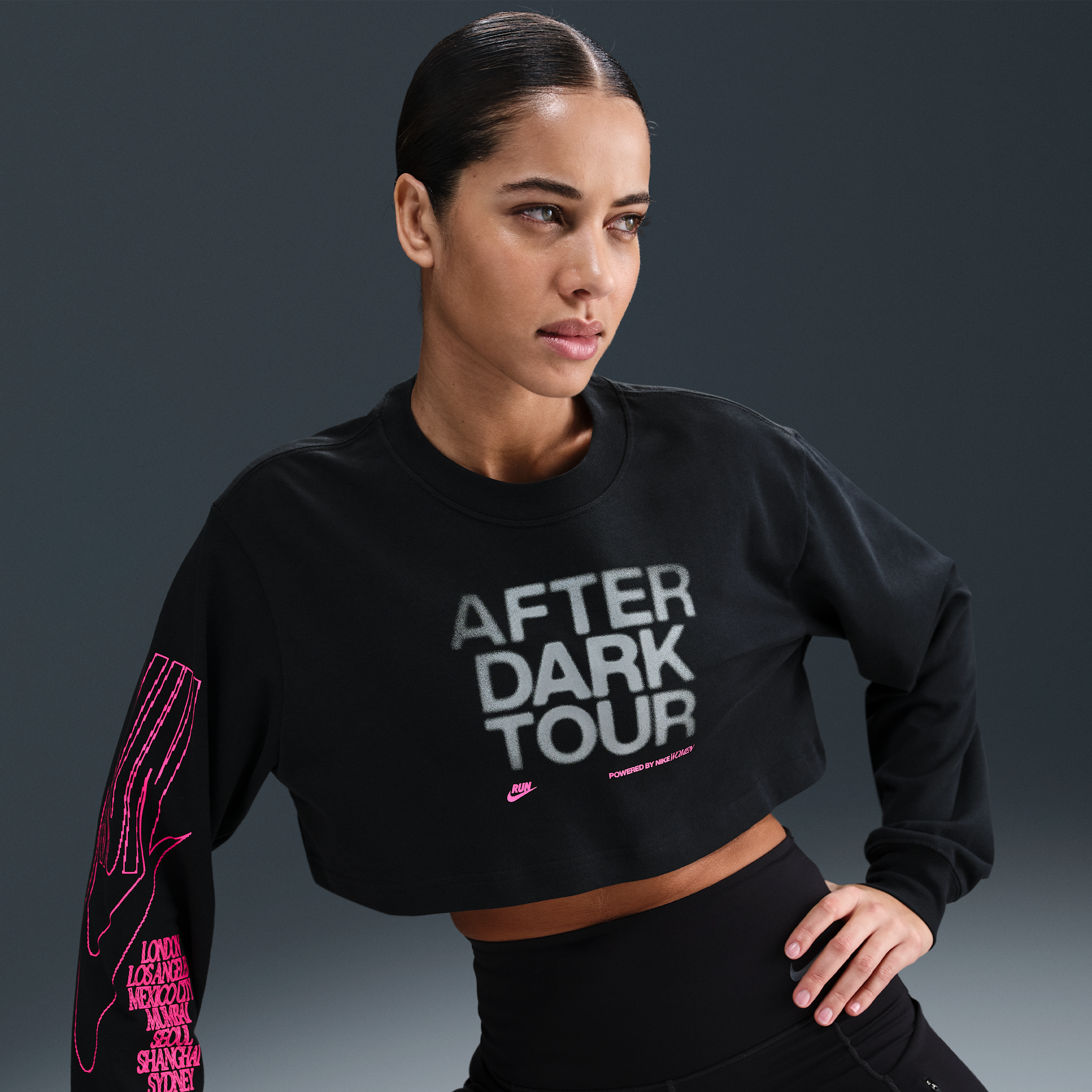 Nike Women's After Dark Tour Oversized Long-sleeve Cropped T-shirt