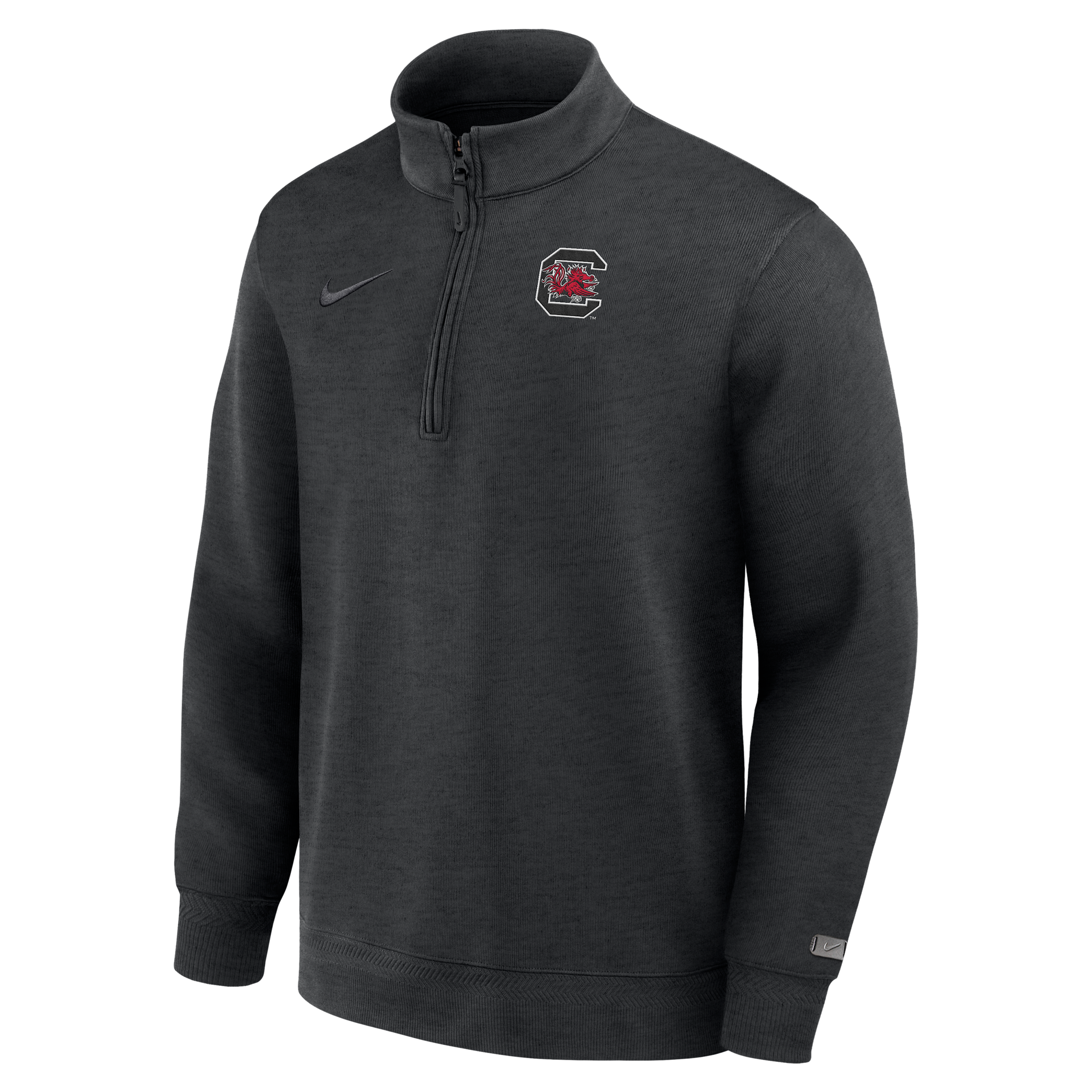 Nike Men's South Carolina Gamecocks South Carolina Coaches Half-Zip Heathered Sweatshirt - Black