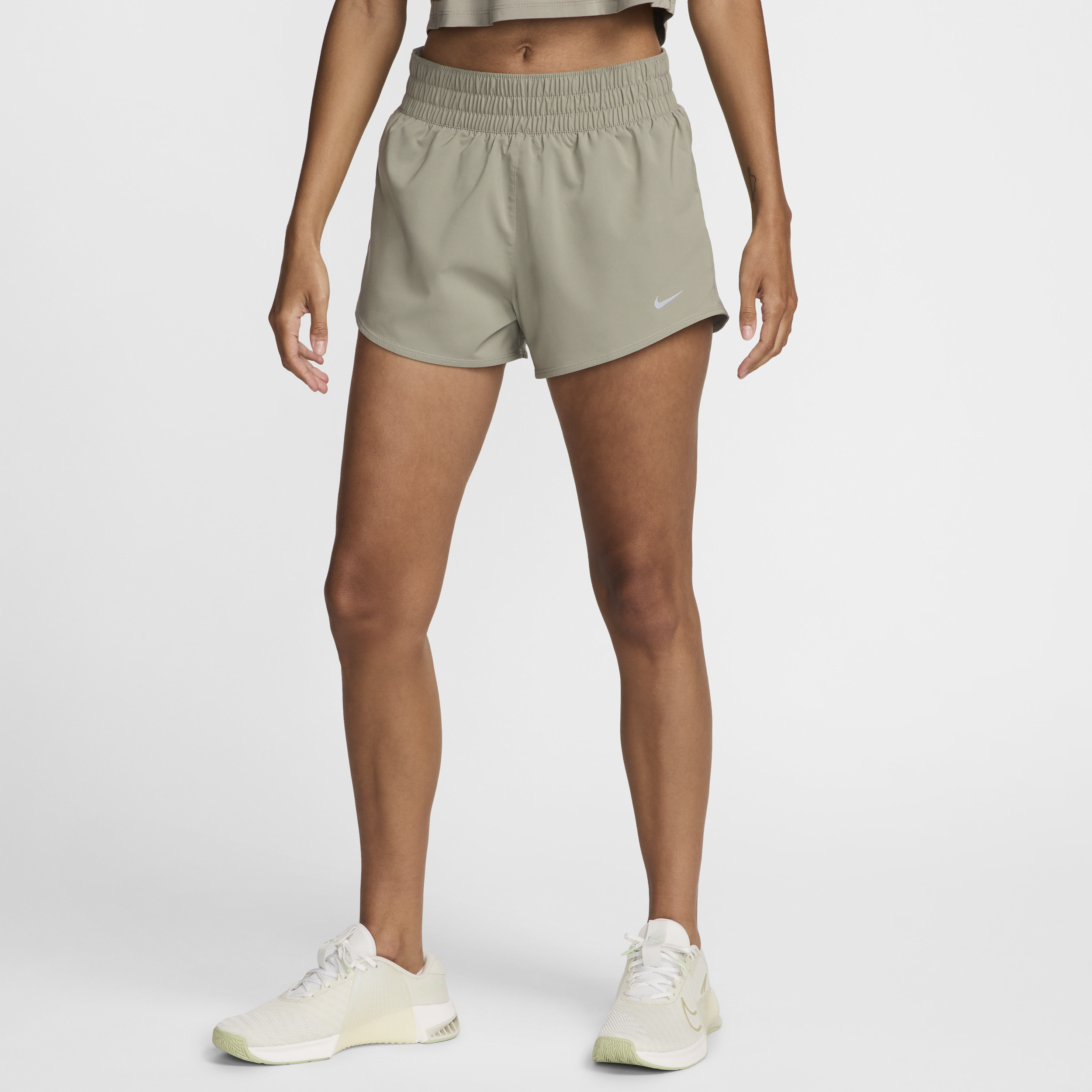 Nike Women's One Dri-fit Mid-rise 3" Brief-lined Shorts In Green