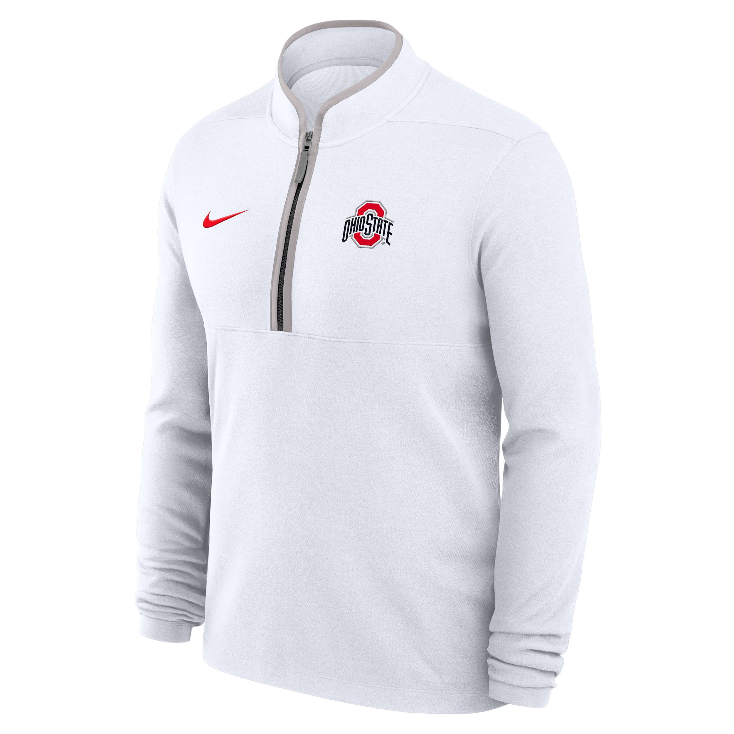 Ohio State Victory Nike Men's Dri-FIT College 1/2-Zip Long-Sleeve Top in White | 04430FBLOH-APS