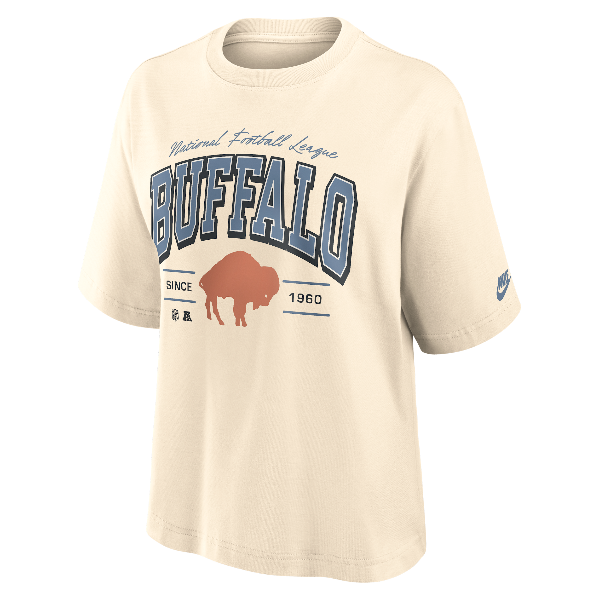 Buffalo Bills Vintage Mod Boxy Nike Women's NFL T-Shirt in White | 01CM15A81V-U9E