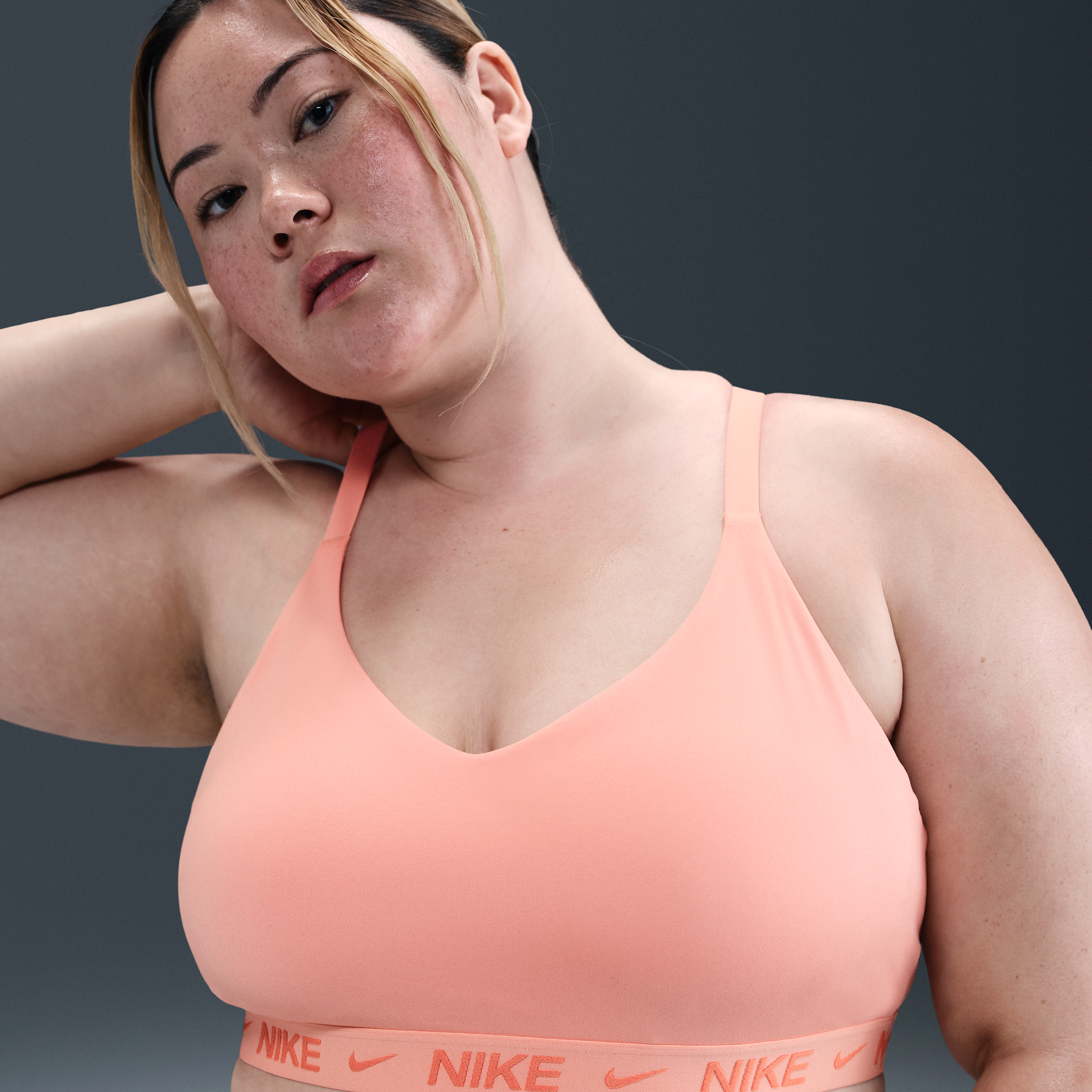 Nike Women's Indy Light Support Padded Adjustable Sports Bra (plus Size) In Orange