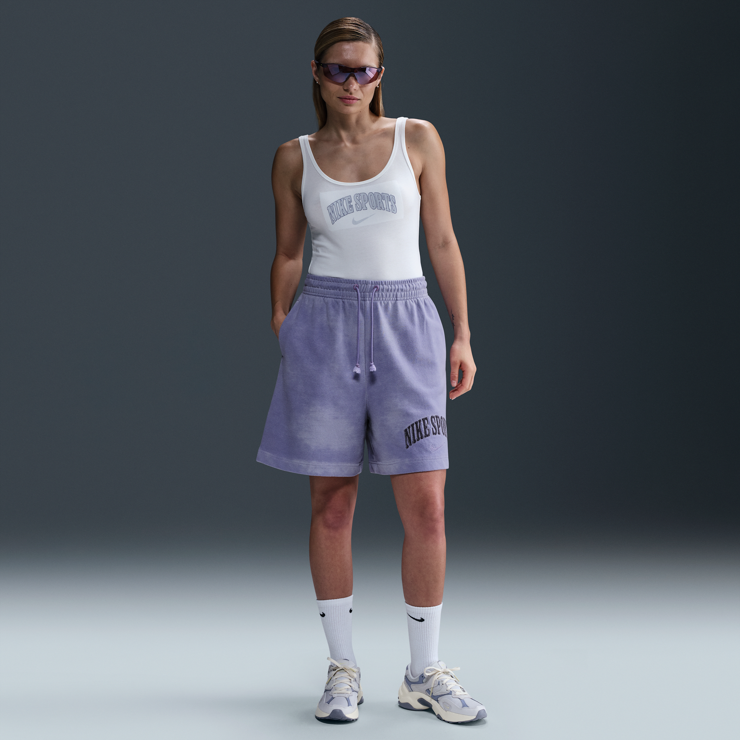 Nike Sportswear Phoenix French Terry Drawstring Shorts In Purple
