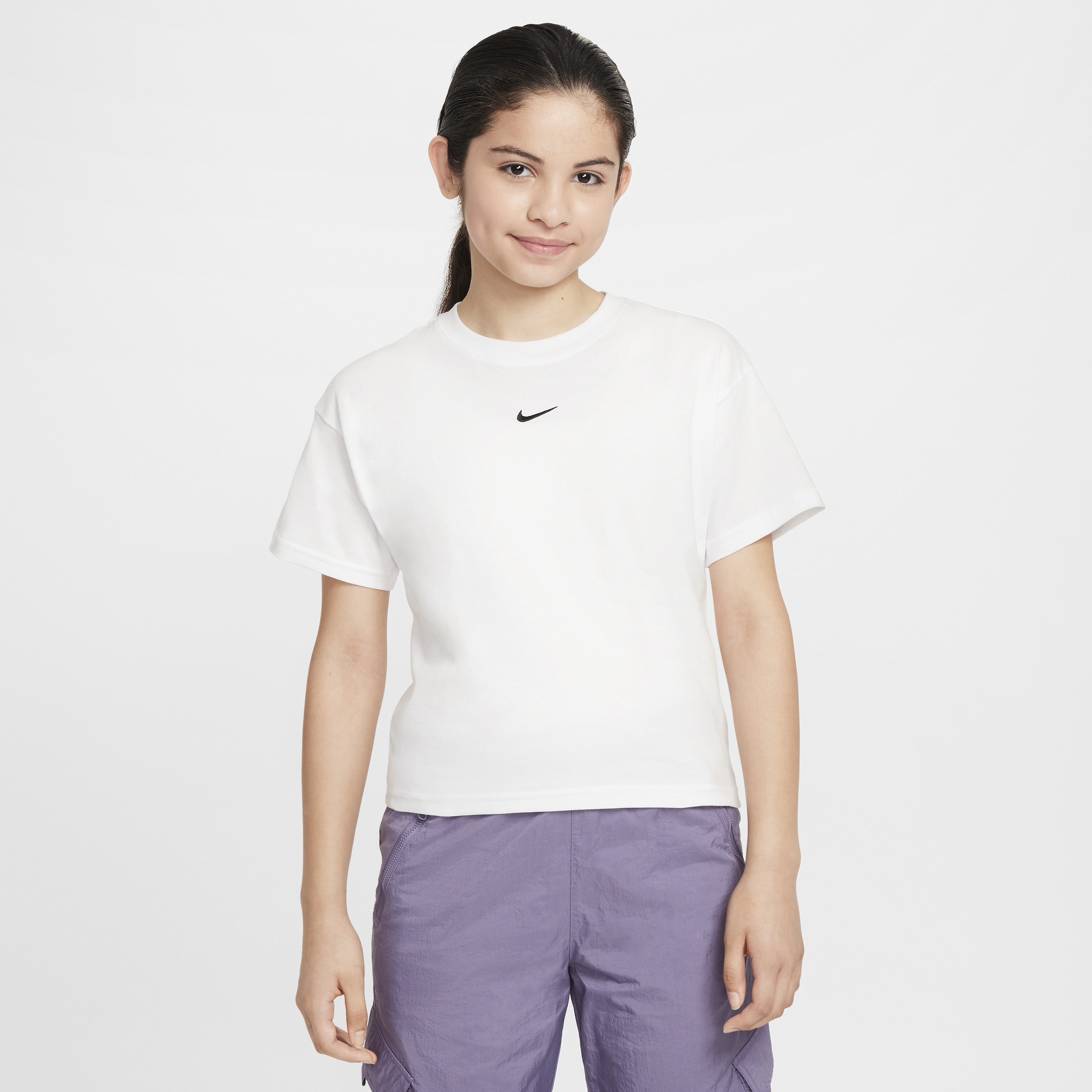 Nike Big Kid Girls Crew Neck Short Sleeve Active T-shirt In White