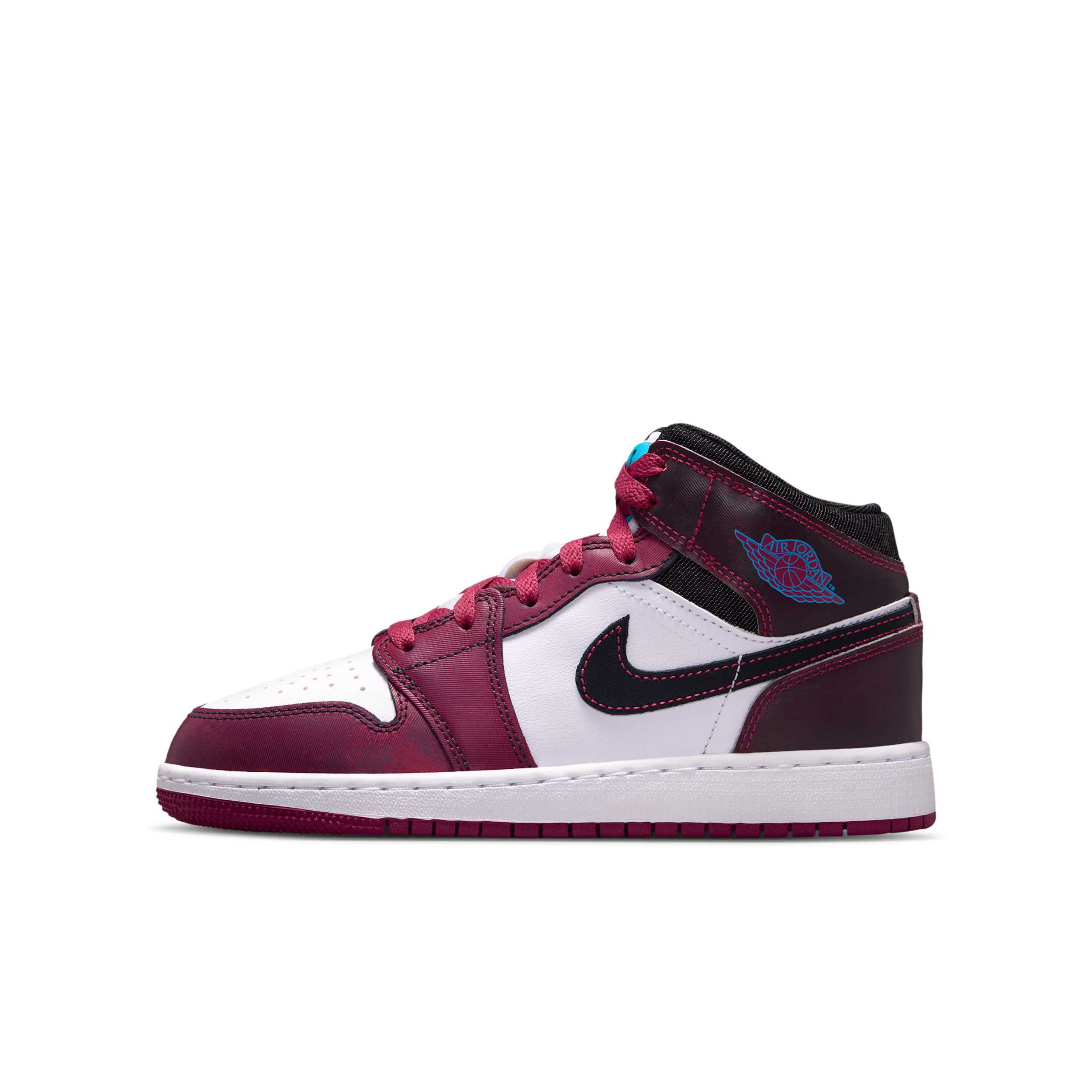 Jordan Kids' Grade School Air Jordan 1 Mid SE Basketball Shoes, Size 5, Purple/Pink/White/Blue