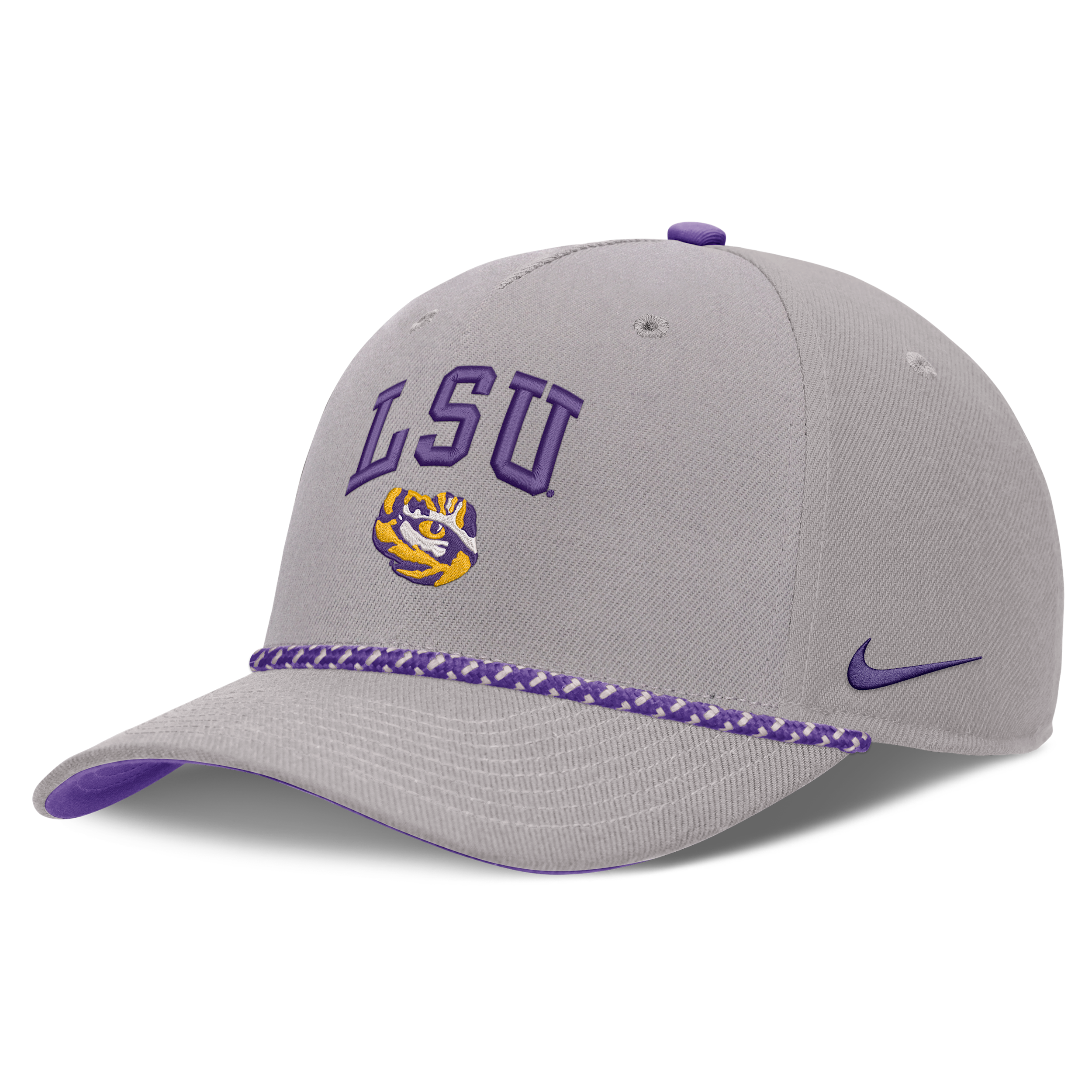 Men's and Women's Nike Gray Lsu Tigers Primetime Rise Rope Adjustable Hat - Gray, Purple