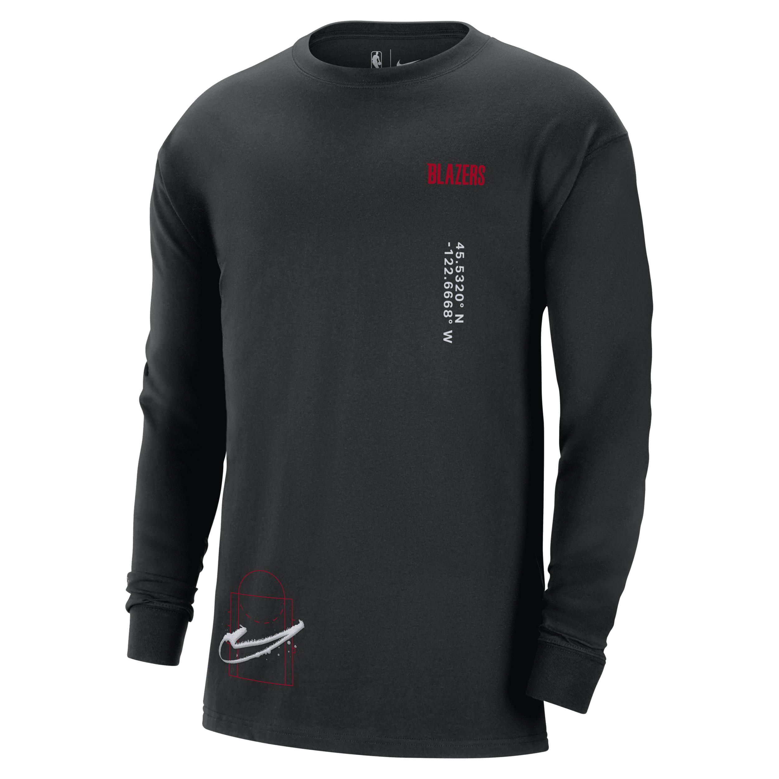 Nike Portland Trail Blazers Courtside Max90  Men's Nba Long-sleeve T-shirt In Black