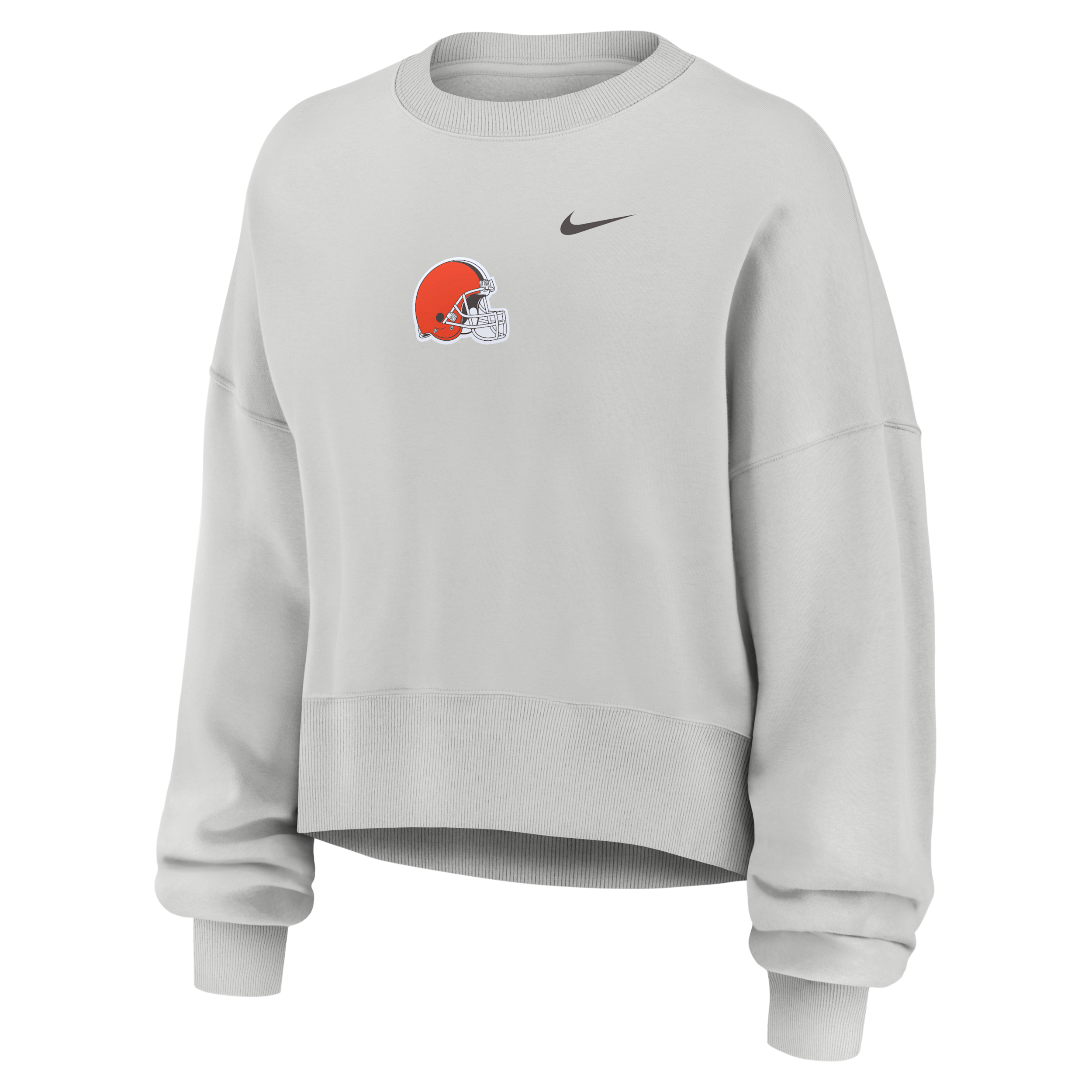 Cleveland Browns Primetime Phoenix Nike Women's NFL Oversized Pullover Crew in Grey | 01D70BB9I-CSV
