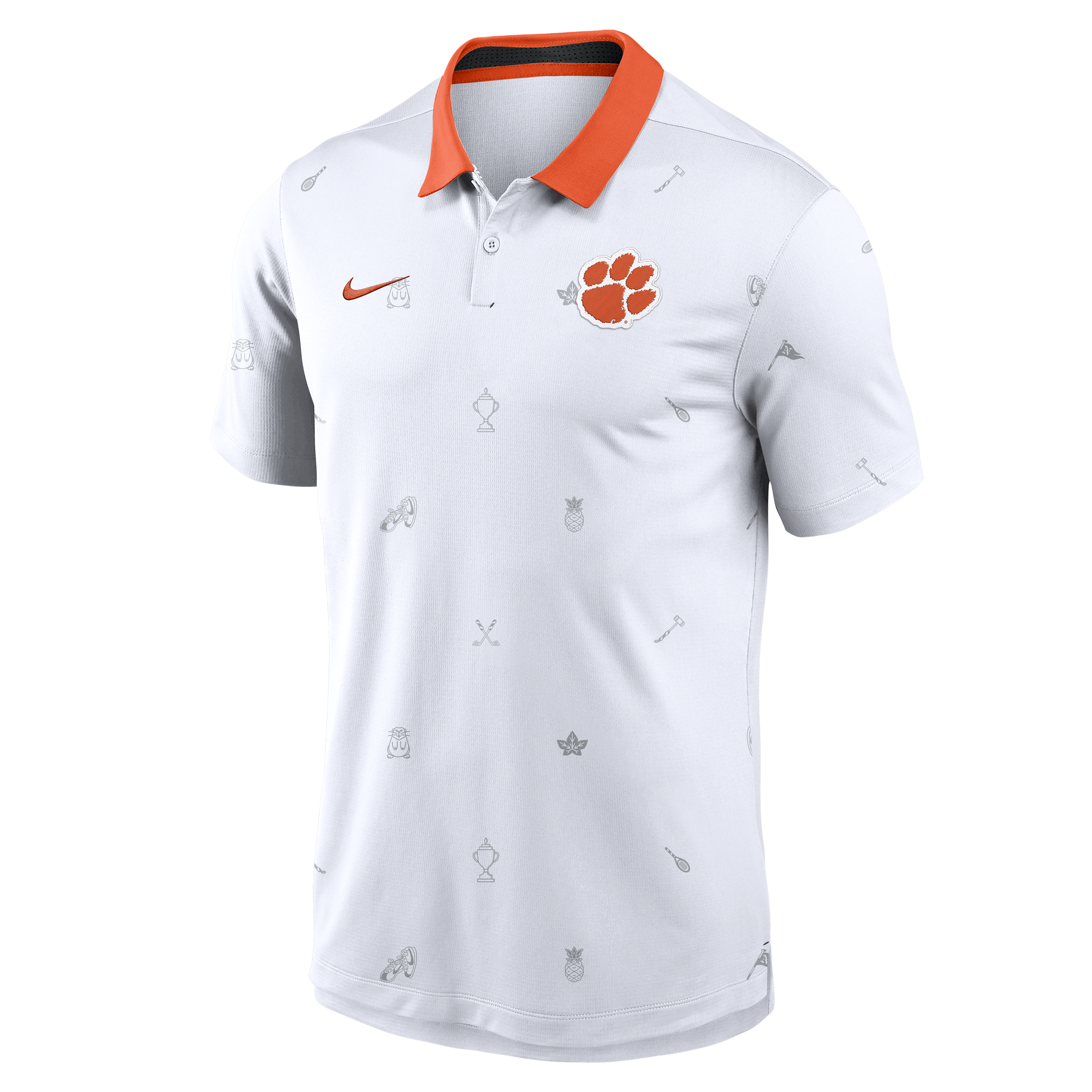 Clemson Vapor Pattern Nike Men's Dri-FIT College Polo in White | 00HT11VACLN-RNS