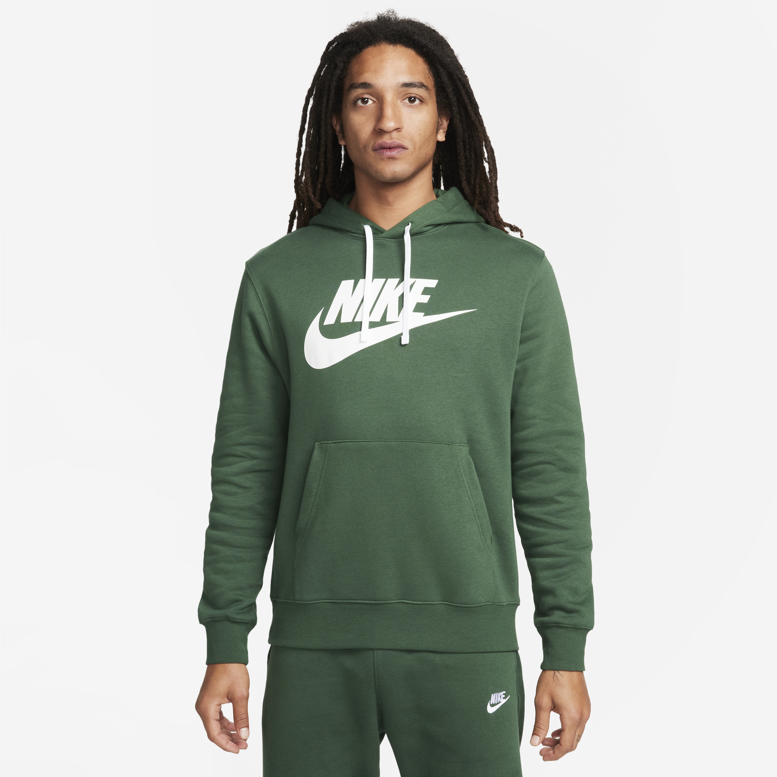 Shop Nike Men's  Sportswear Club Fleece Graphic Pullover Hoodie In Green