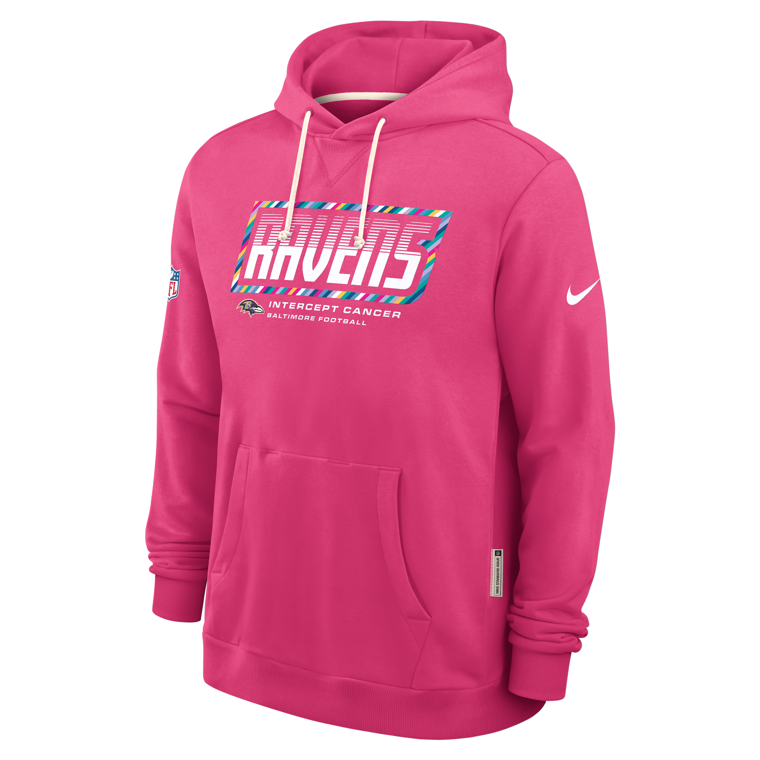 Baltimore Ravens Crucial Catch Sideline Standard Issue Nike Men's Dri-FIT NFL Pullover Hoodie in Pink | 03AZ68XZU3-F9R