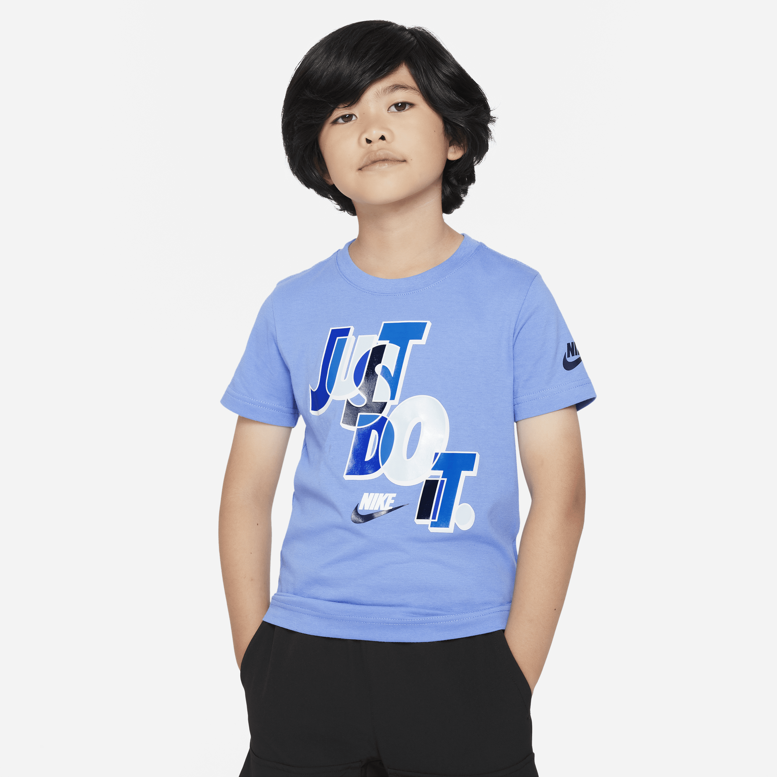 Nike Puzzle "just Do It" Tee Little Kids T-shirt In Blue