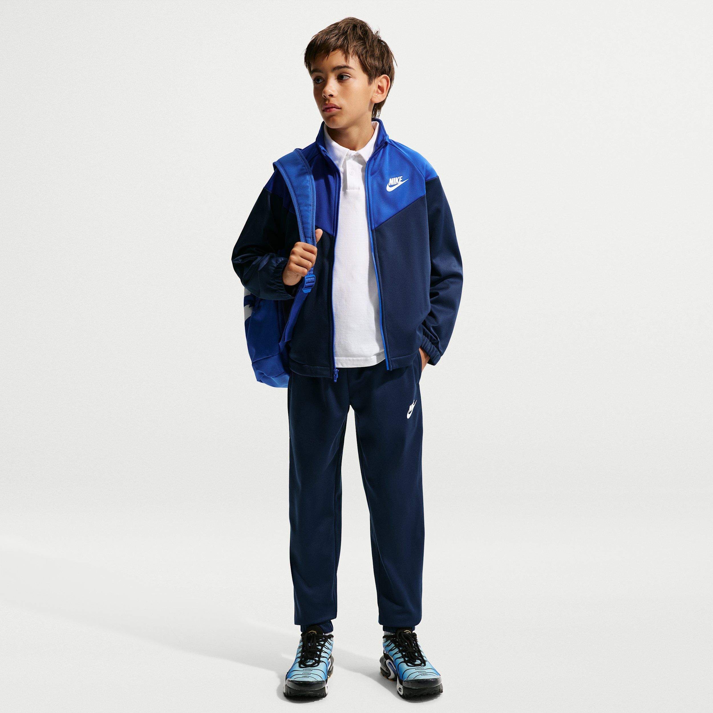 Nike Kids' Sportswear Dri-FIT Track Suit, XS, Midnight Navy/Game Royal/White