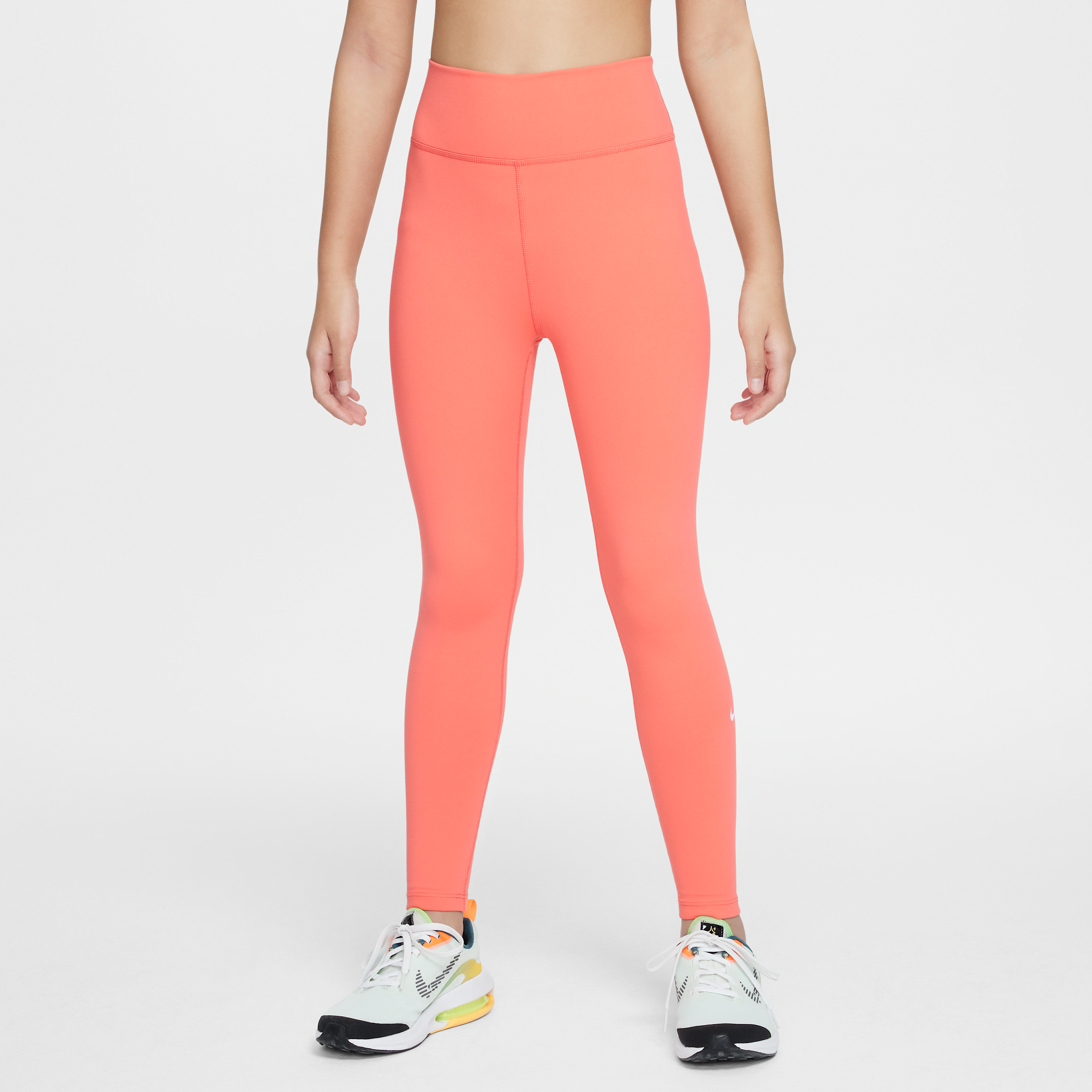 Nike One Big Kids' (girls') Dri-fit High-waisted Leggings In Orange