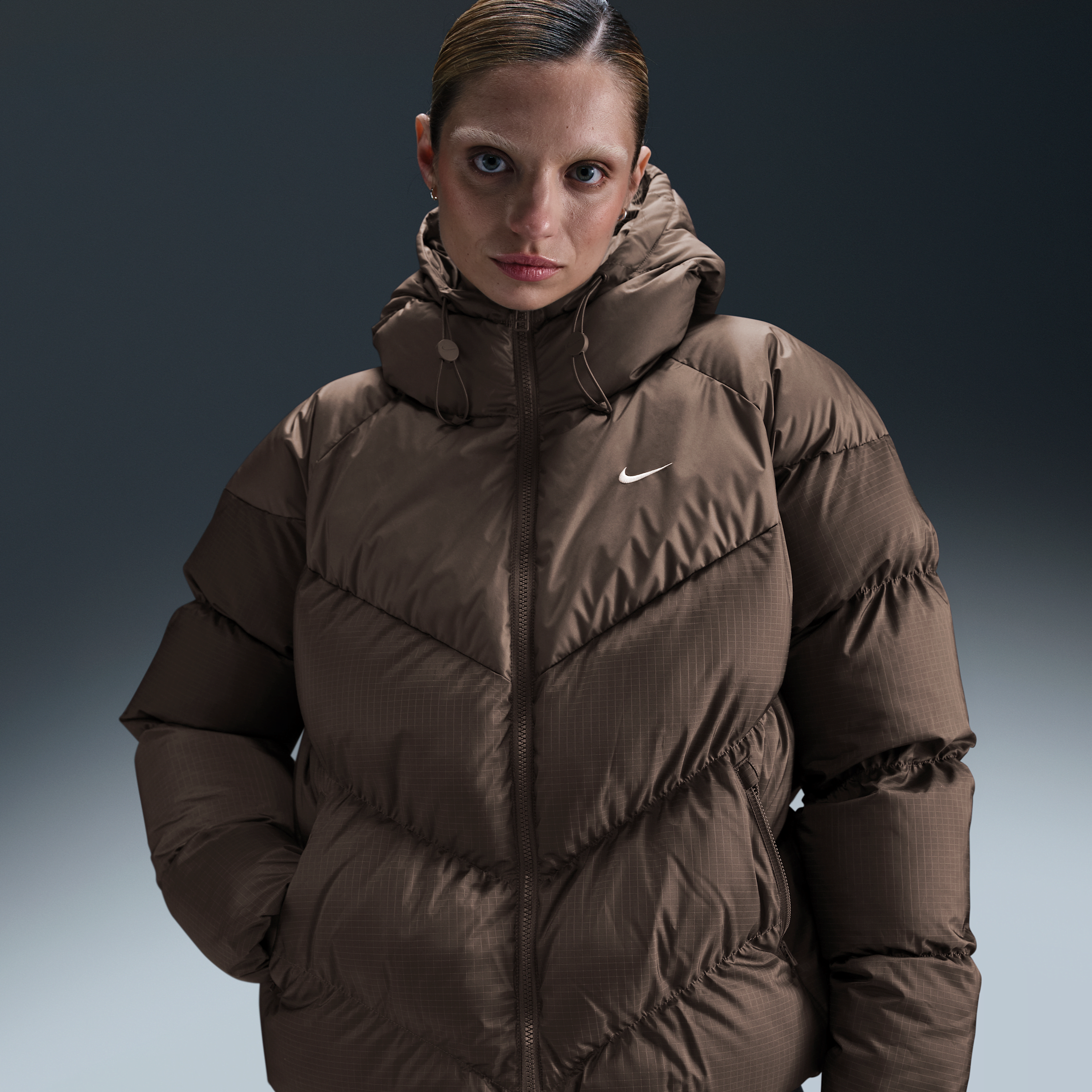 Nike Women's Sportswear Windpuffer Storm-fit Loose Jacket In Brown