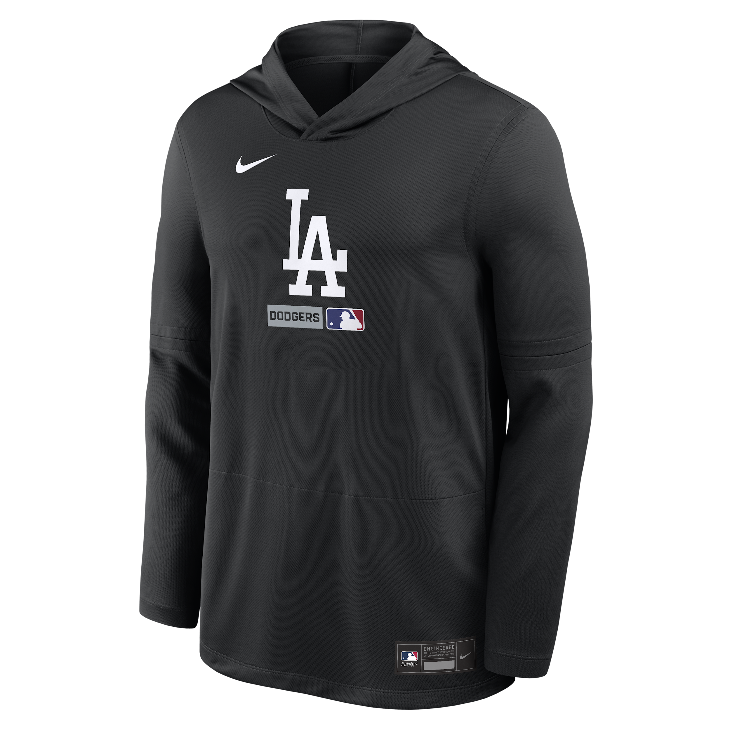Los Angeles Dodgers Authentic Collection Nike Men's Dri-FIT MLB Long-Sleeve Hooded Top in Black | 03B900ALD-S9Q