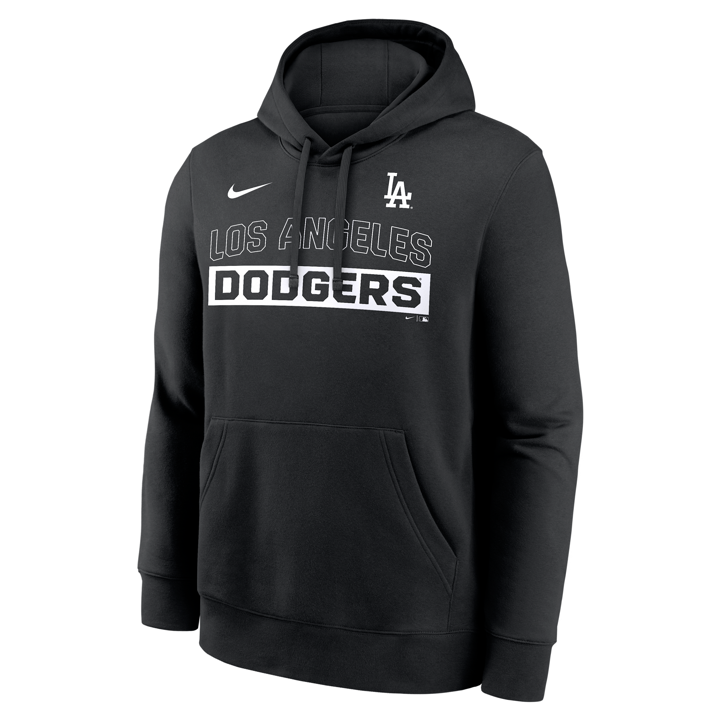 Los Angeles Dodgers Club Nike Men's MLB Pullover Hoodie in Black | NKDK00ALD-2VW