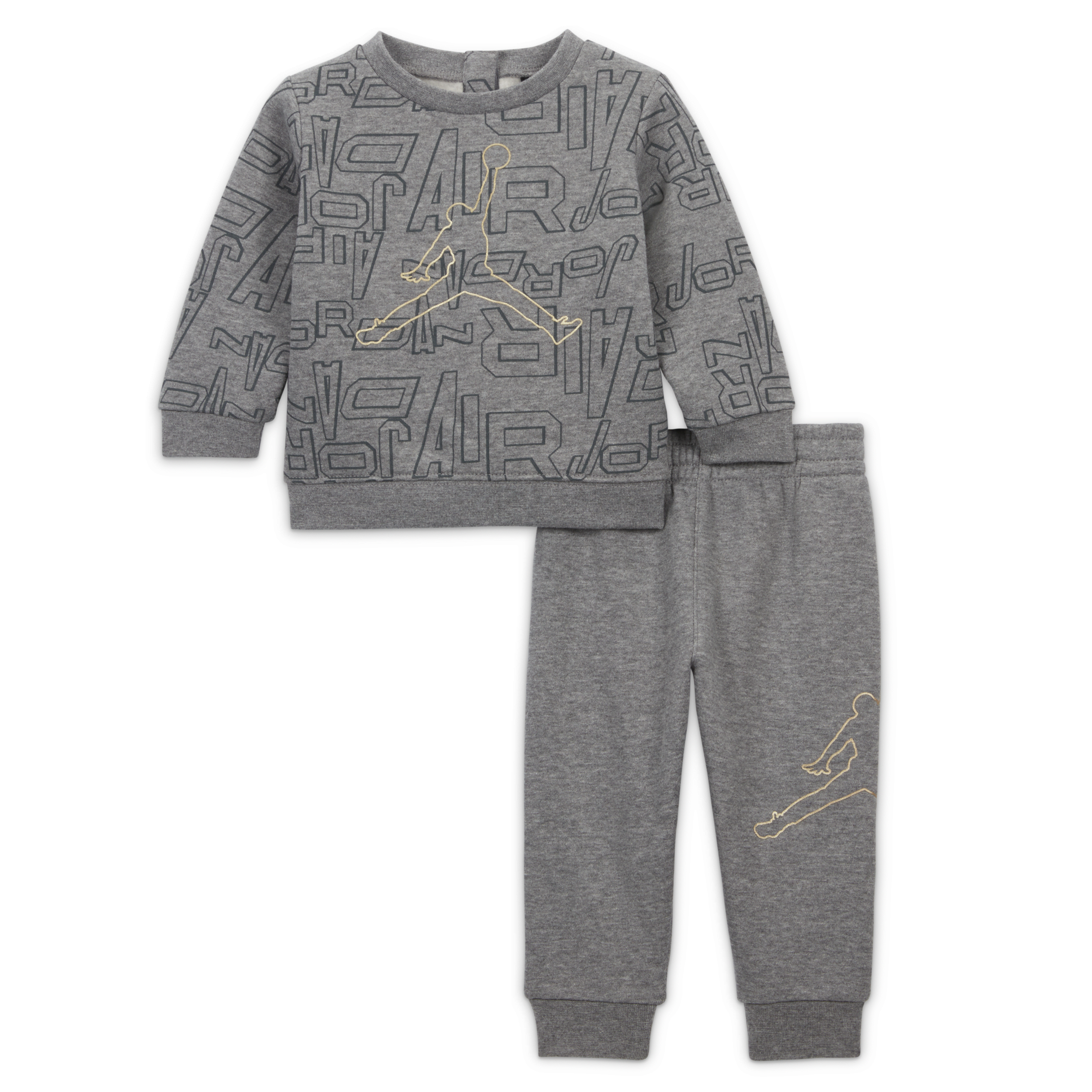 Jordan Take Flight Black and Gold Crew Set Baby 2-Piece Set in Grey 55C812-GEH 50$