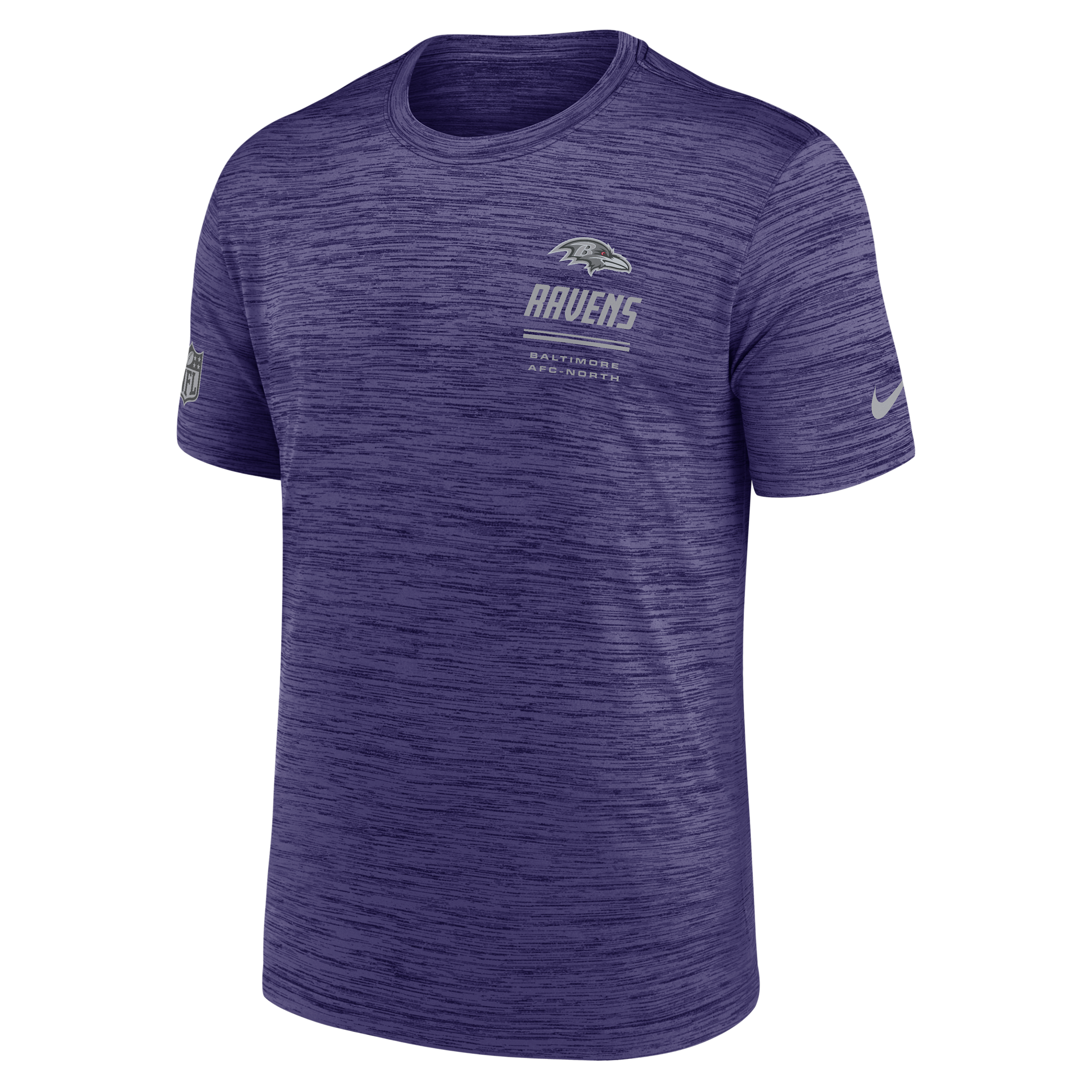 Baltimore Ravens Sideline Team Issue Velocity Nike Men's Dri-FIT NFL T-Shirt in Purple | 02ER52M8G-7VD