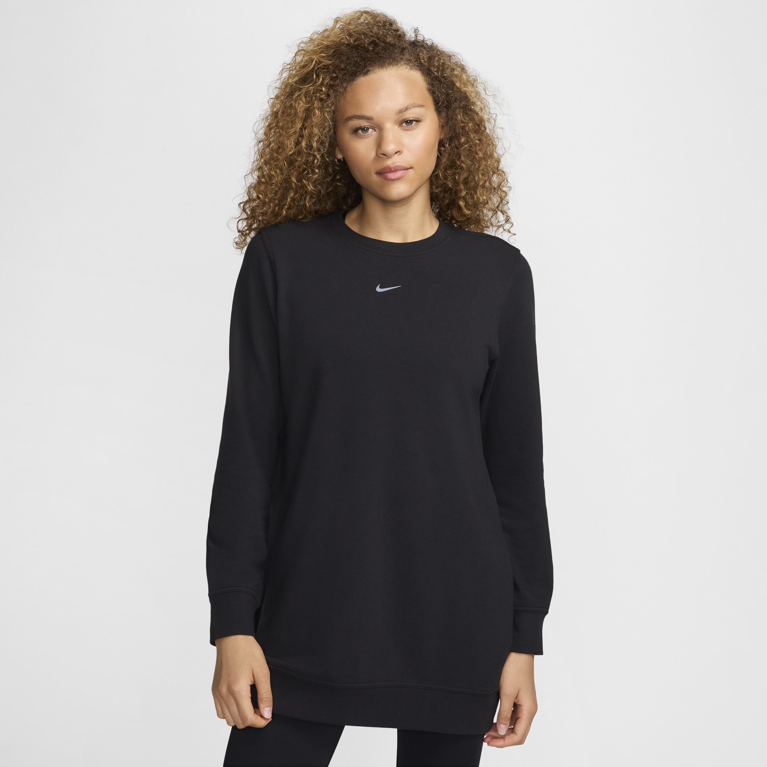 Nike Women's Dri-fit One Crew-neck French Terry Tunic In Black