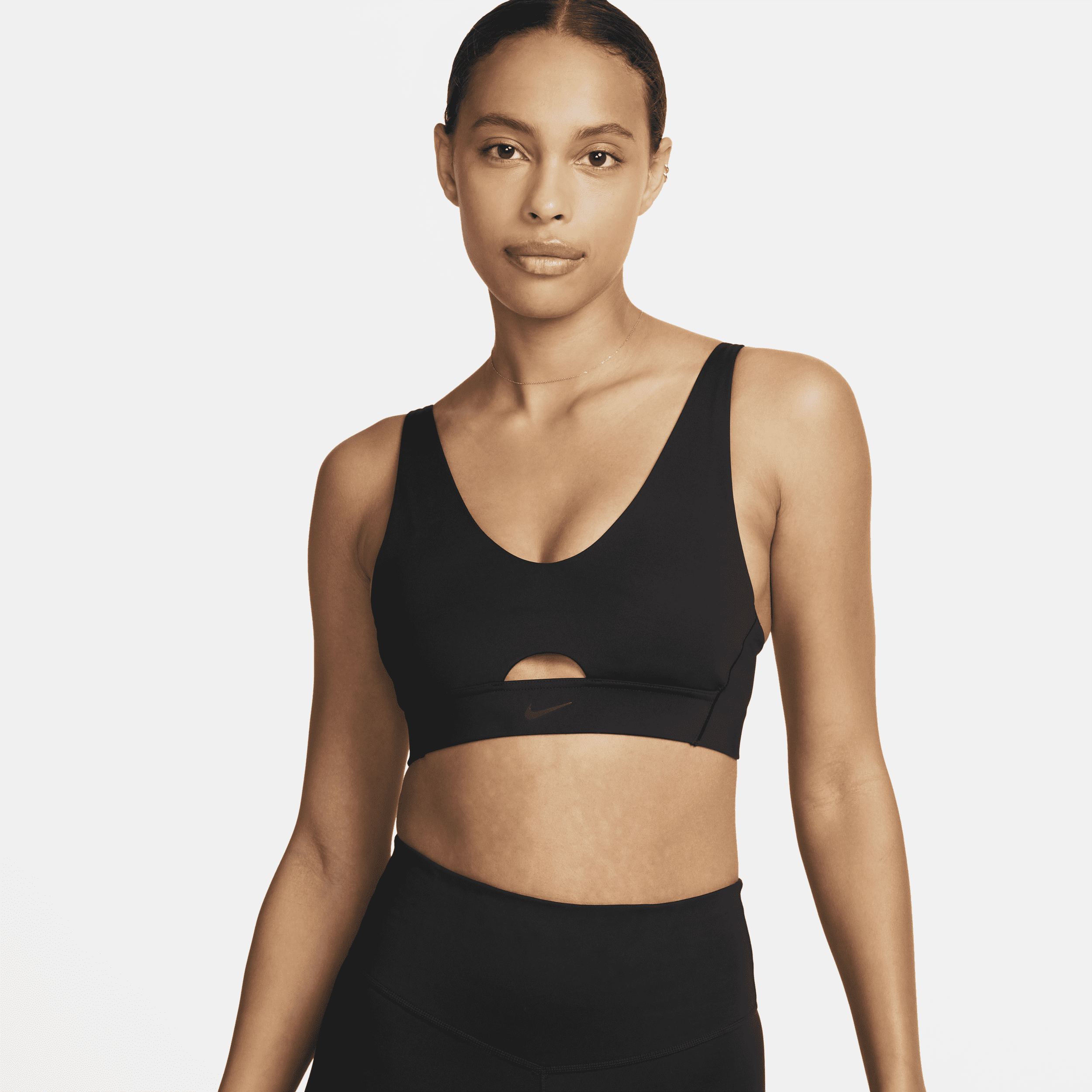 Shop Nike Women's Indy Plunge Cutout Medium-support Padded Sports Bra In Black