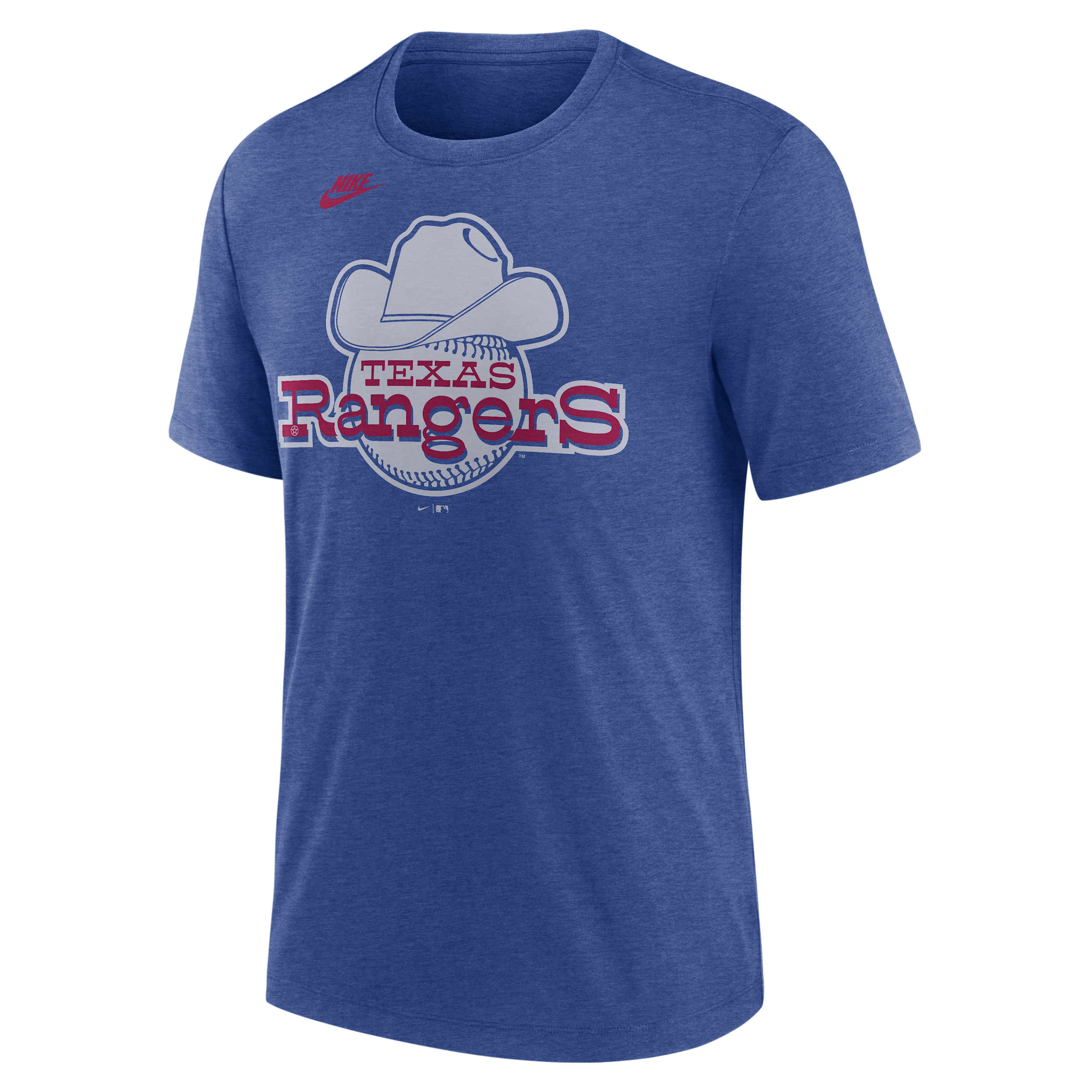Nike Men's Heather Royal Texas Rangers Cooperstown Logo Tri-Blend T-Shirt - Heather Royal