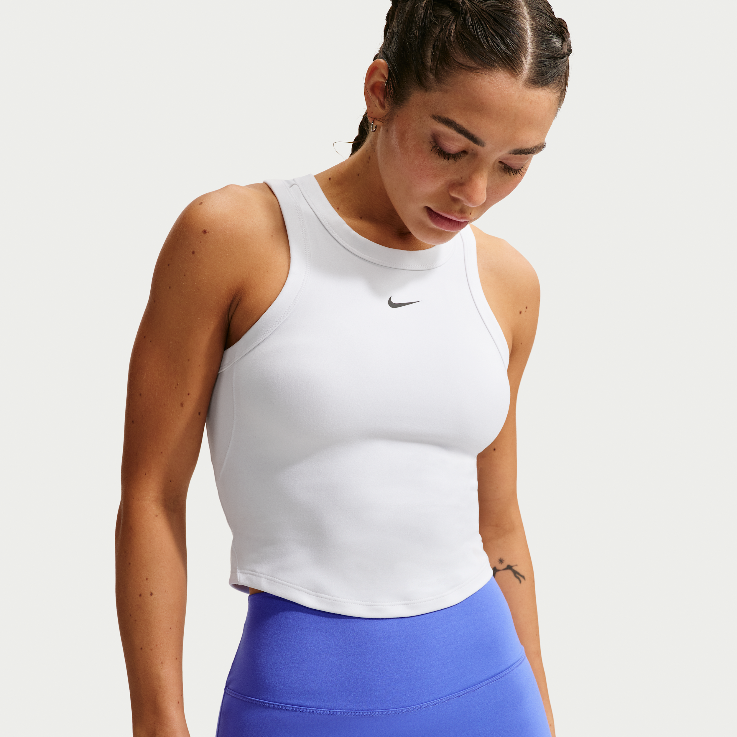 Nike Women's One Fitted Dri-FIT Cropped Tank Top in White | FN2806-101