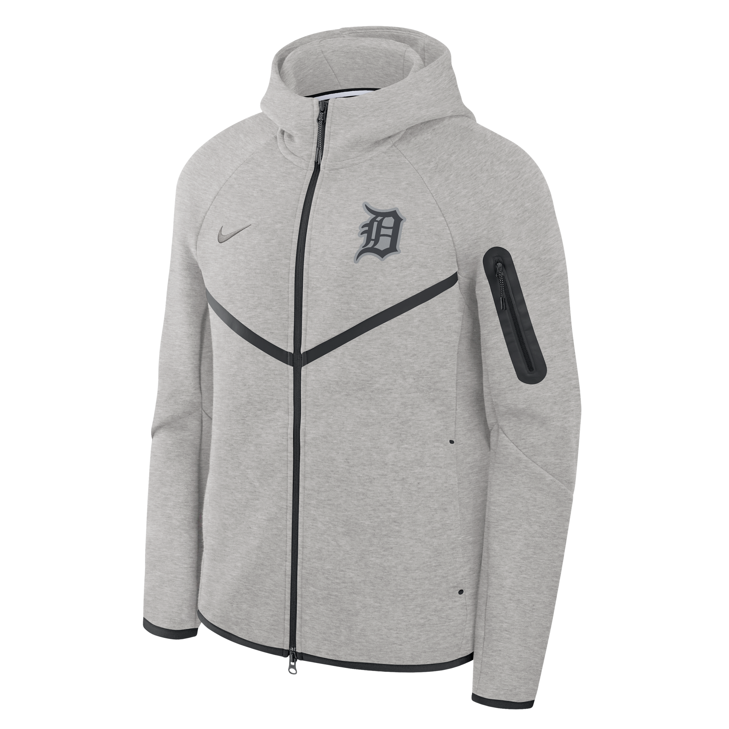 Nike Men's Heather Charcoal Detroit Tigers Tech Fleece Windrunner Full-Zip Hoodie Jacket - Heather Charcoal