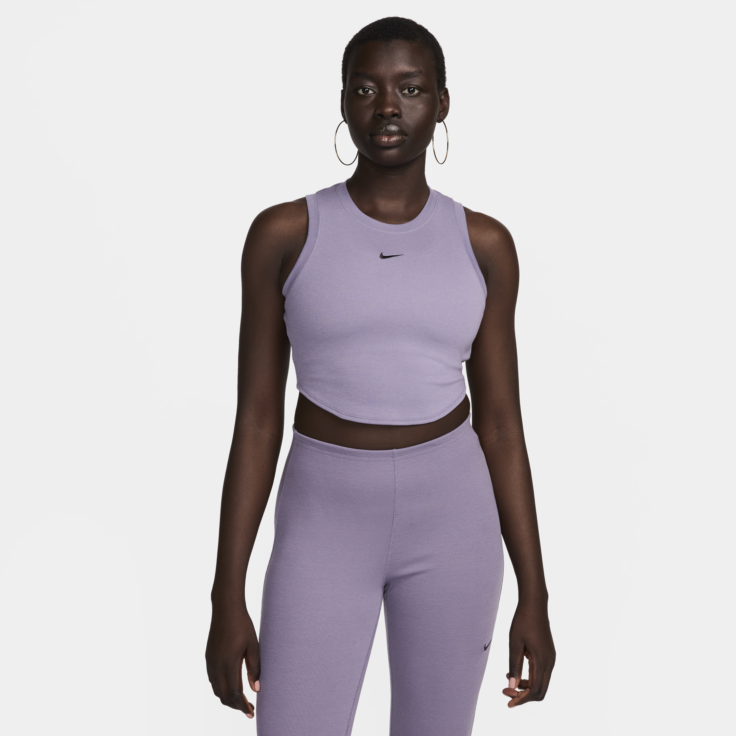 Nike Women's  Sportswear Chill Knit Tight Cropped Mini-rib Tank Top In Purple