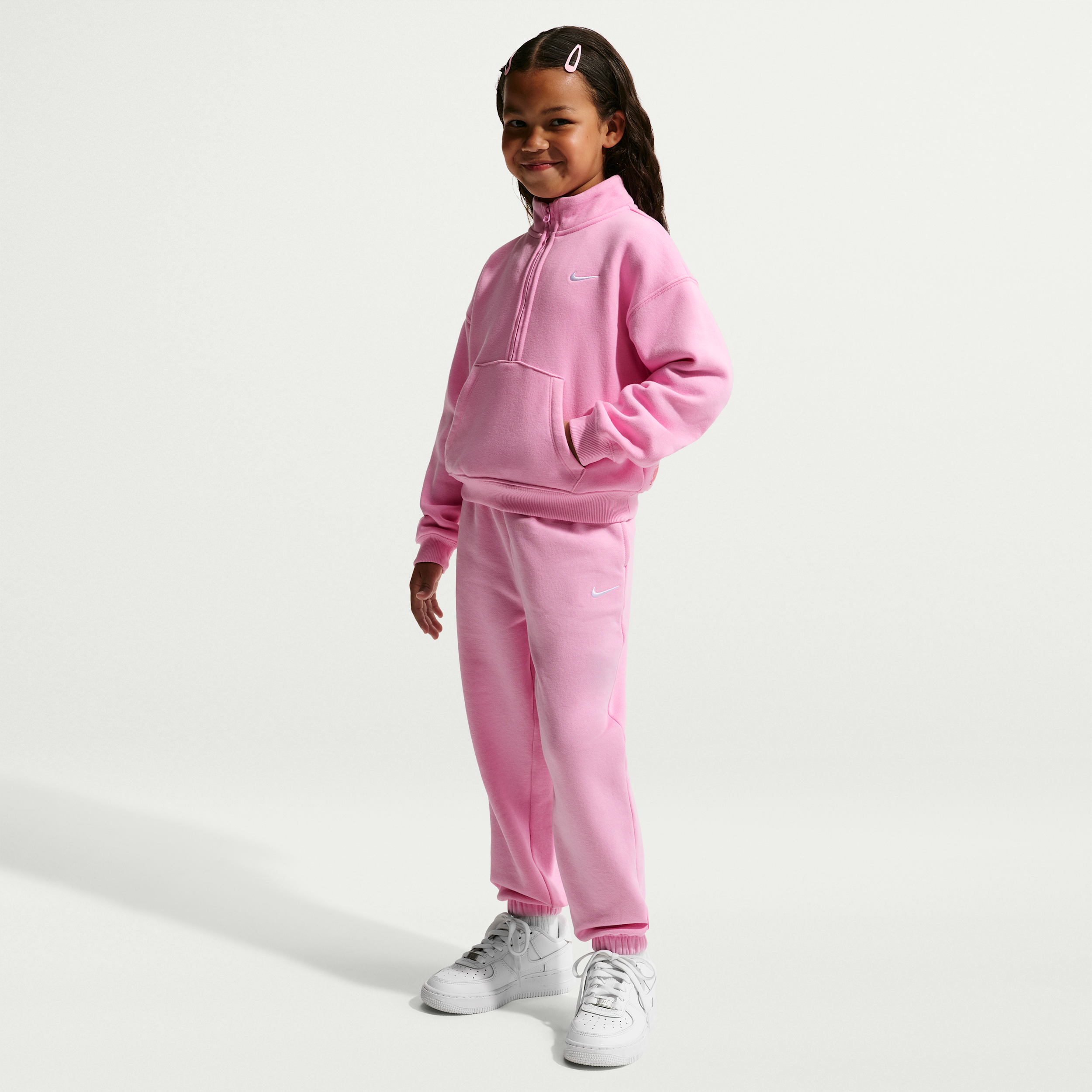 Nike Sportswear Little Kids' Studio Fleece Loose Pants in Pink | 36P241-AAH